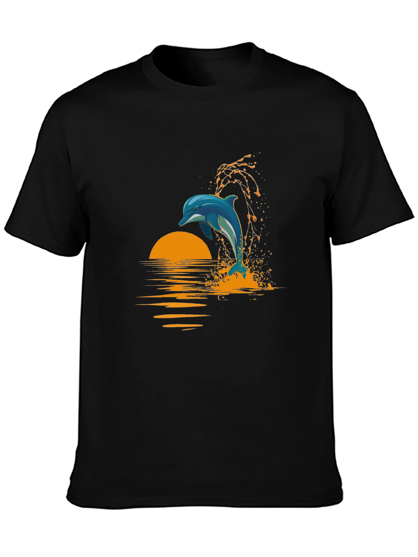 Dolphin Sunset T-Shirt - Black Graphic Tee