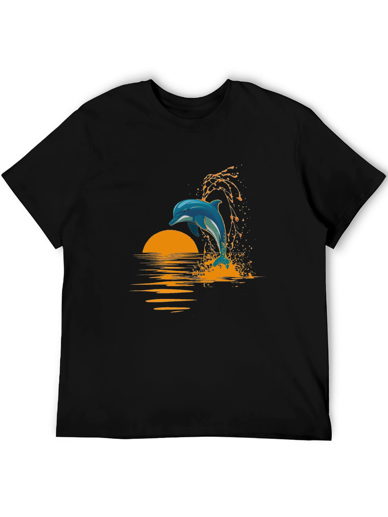 Dolphin Sunset T-Shirt - Black Graphic Tee