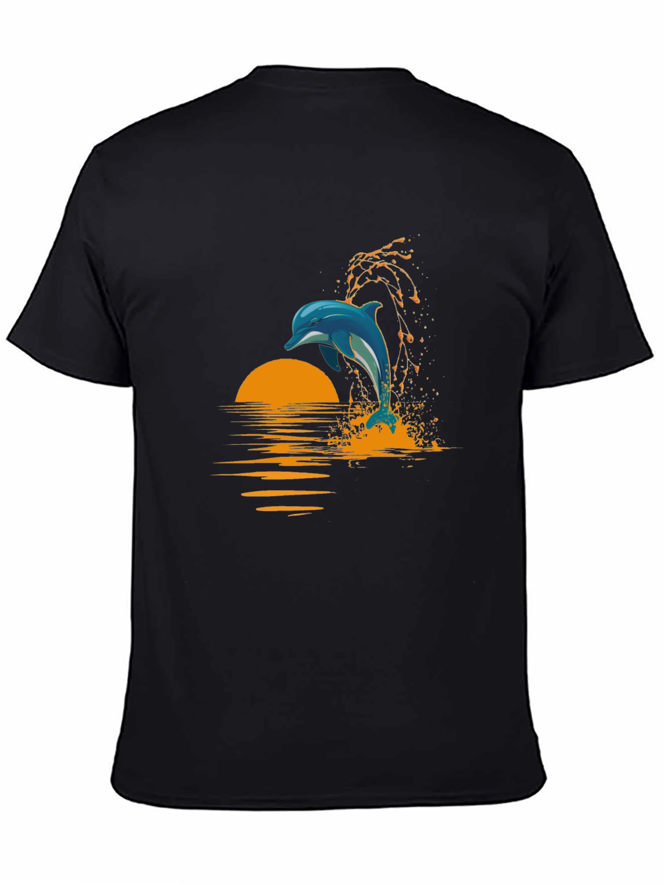 Dolphin Sunset T-Shirt - Black Graphic Tee