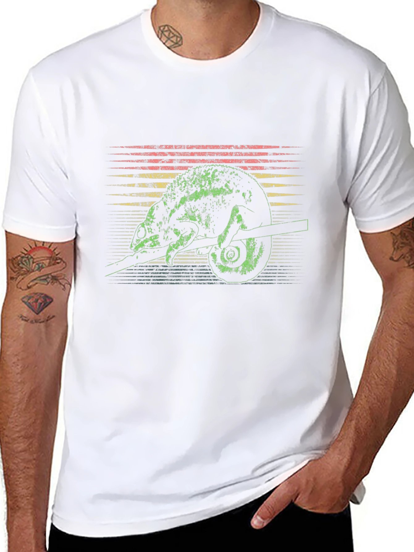 Retro Chameleon Graphic Tee - Unique Lizard Design