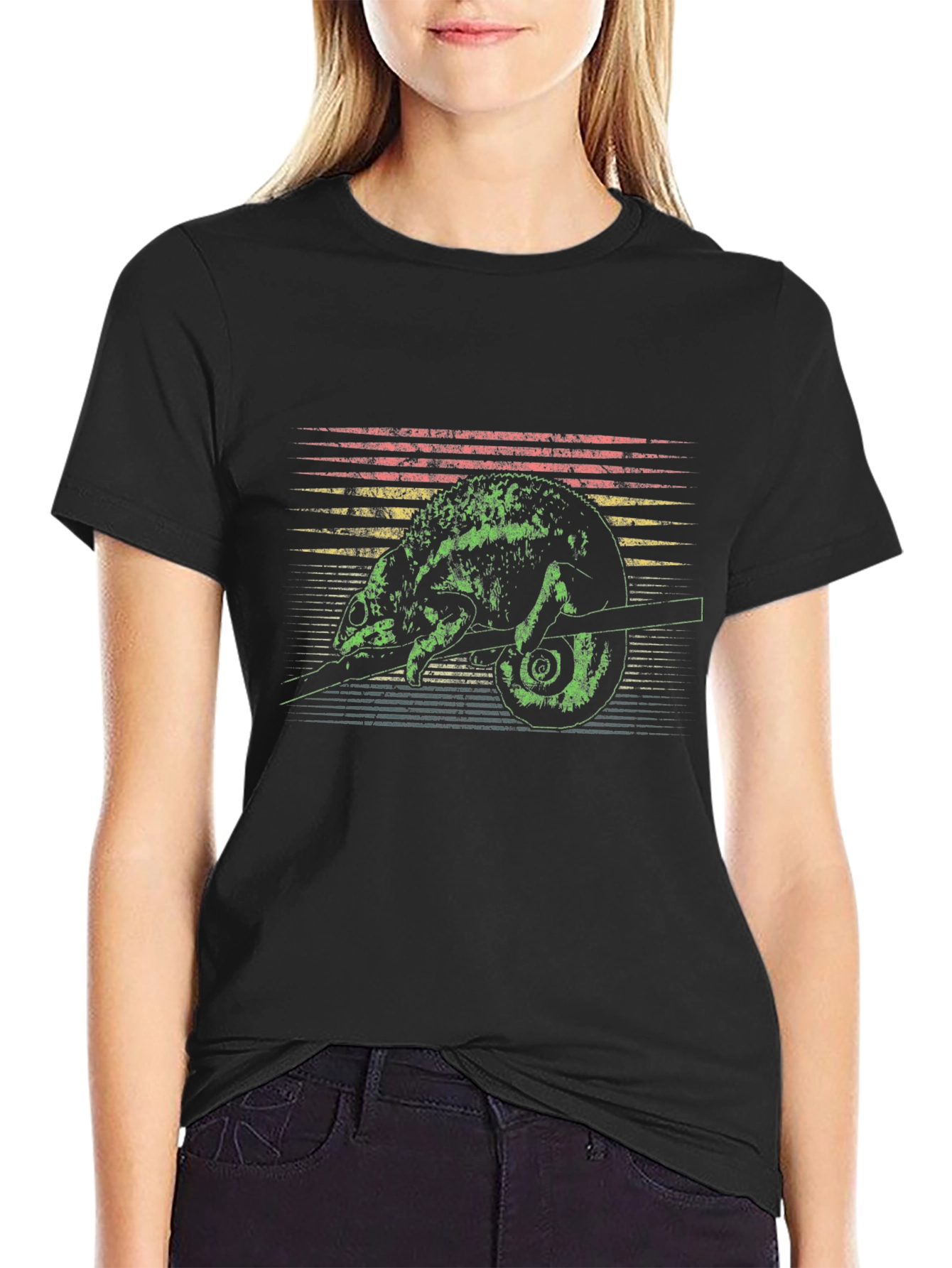Retro Chameleon Graphic Tee - Unique Lizard Design