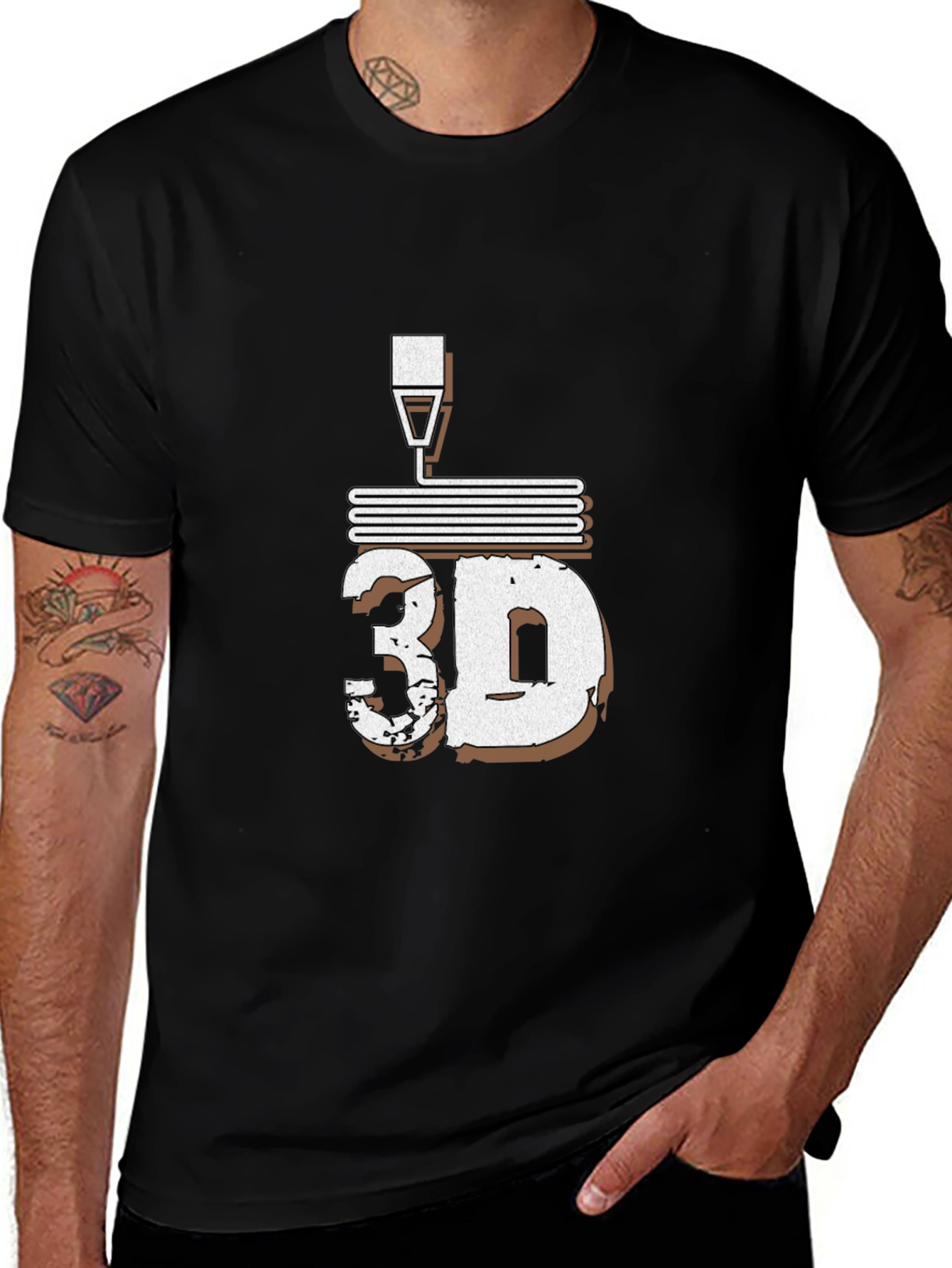 3D Printing T-Shirt - Black Short Sleeve Tee