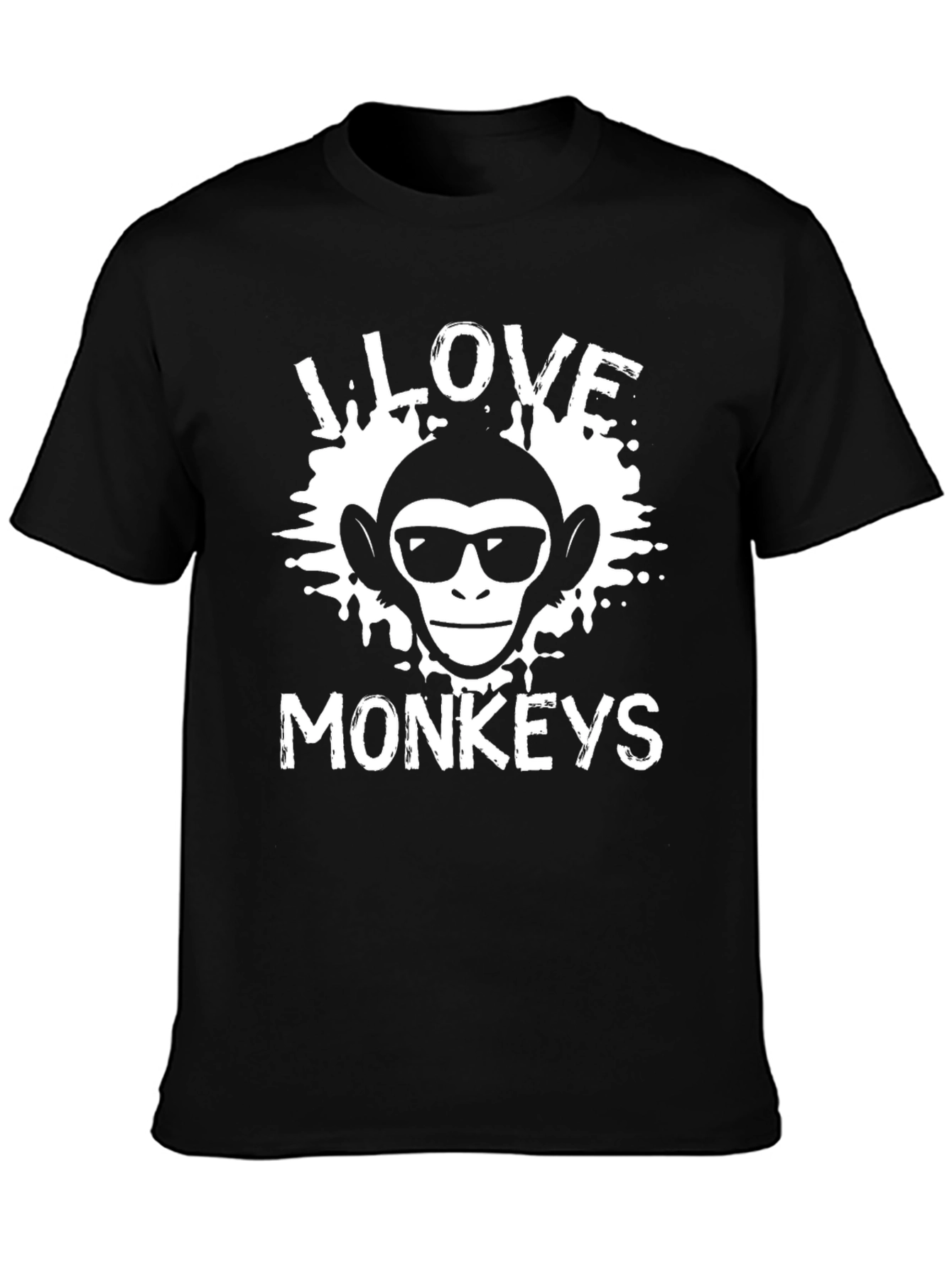 I Love Monkeys T-Shirt Black Cotton Graphic Tee