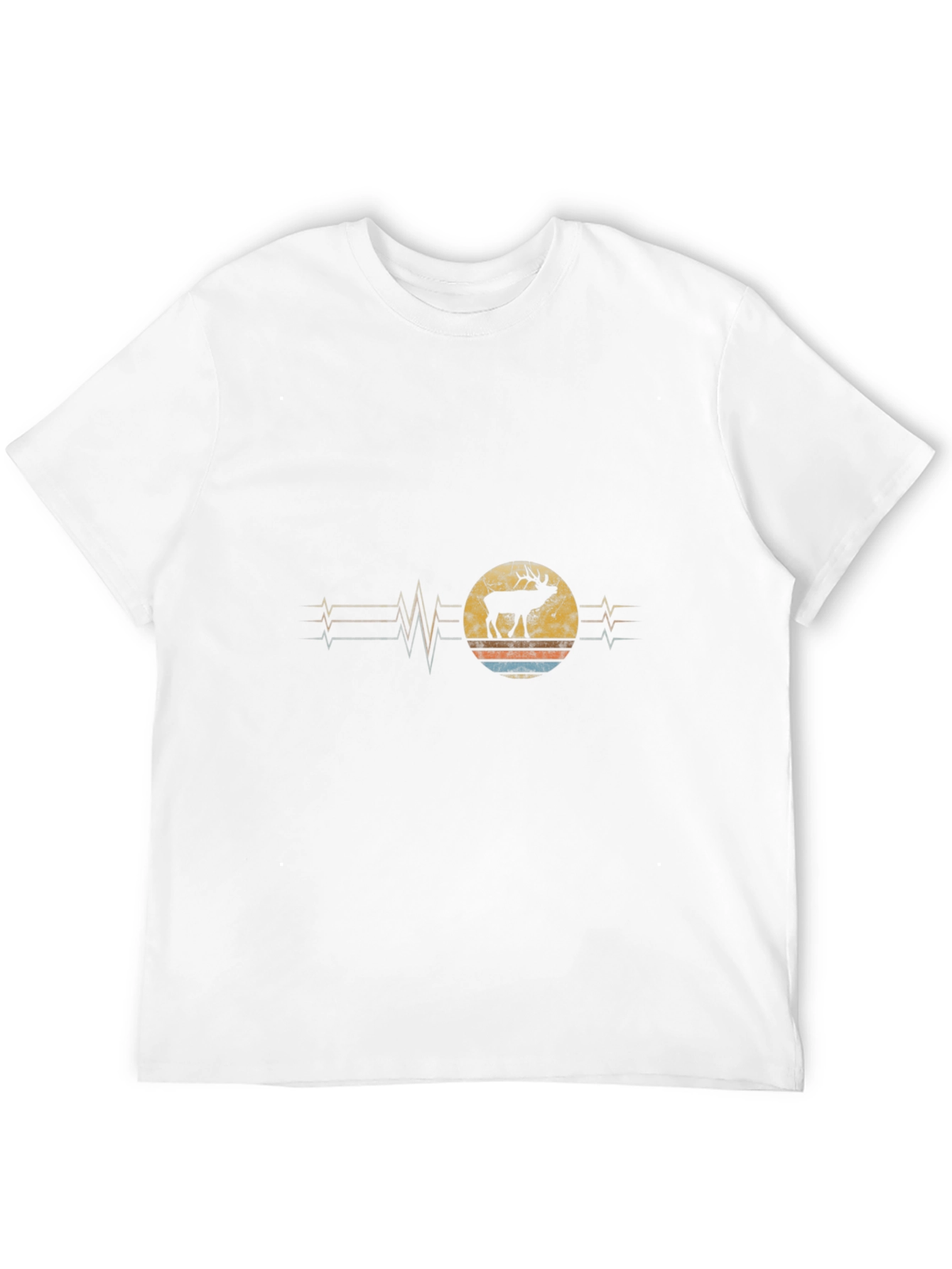Retro Moose Heartbeat Black T-Shirt