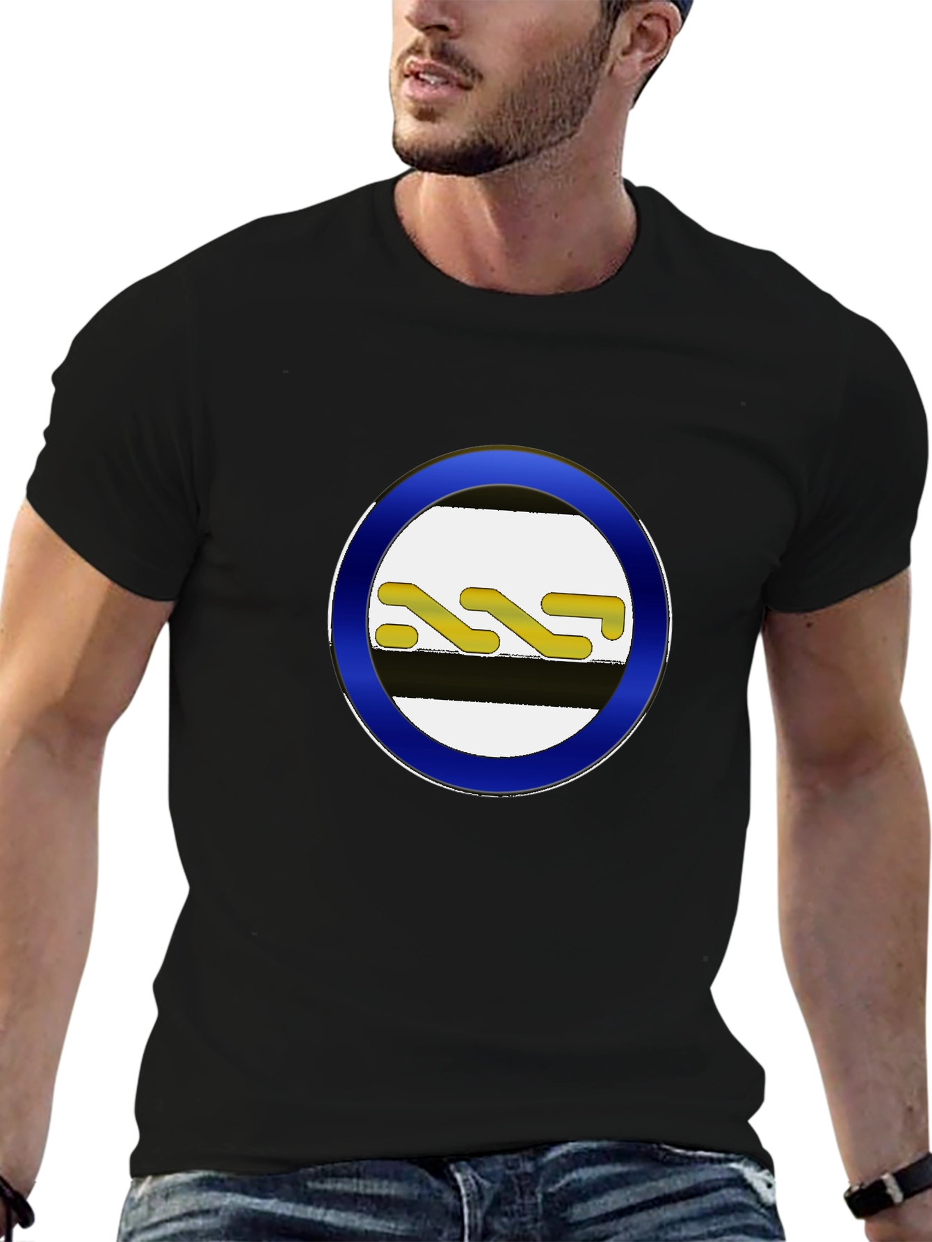 Black T-Shirt with Unique Circle Design