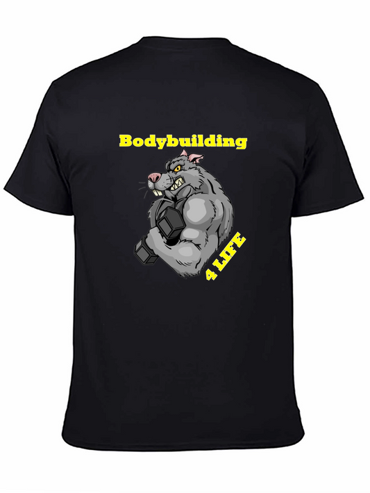 Bodybuilding Rat Black T-Shirt