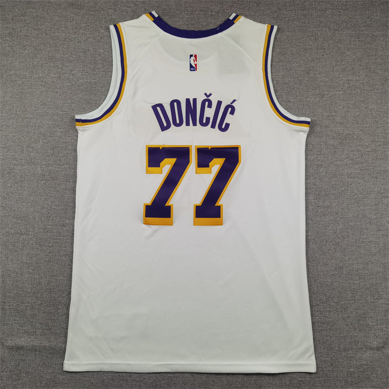 Men's Los Angeles Lakers Luka Doncic #77 White Swingman Jerseys - Association Edition