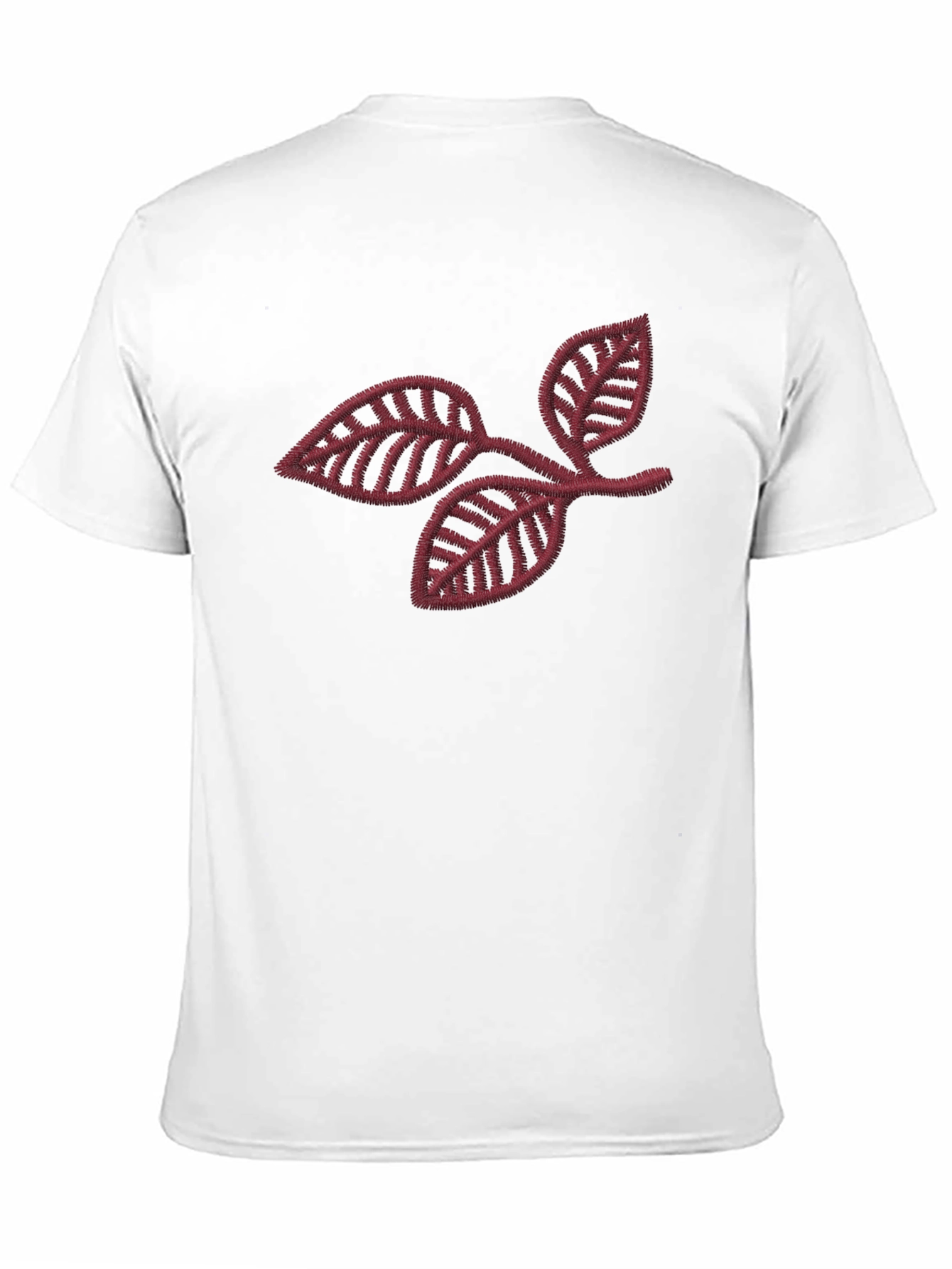 Black T-Shirt with Leaf Branch Embroidery