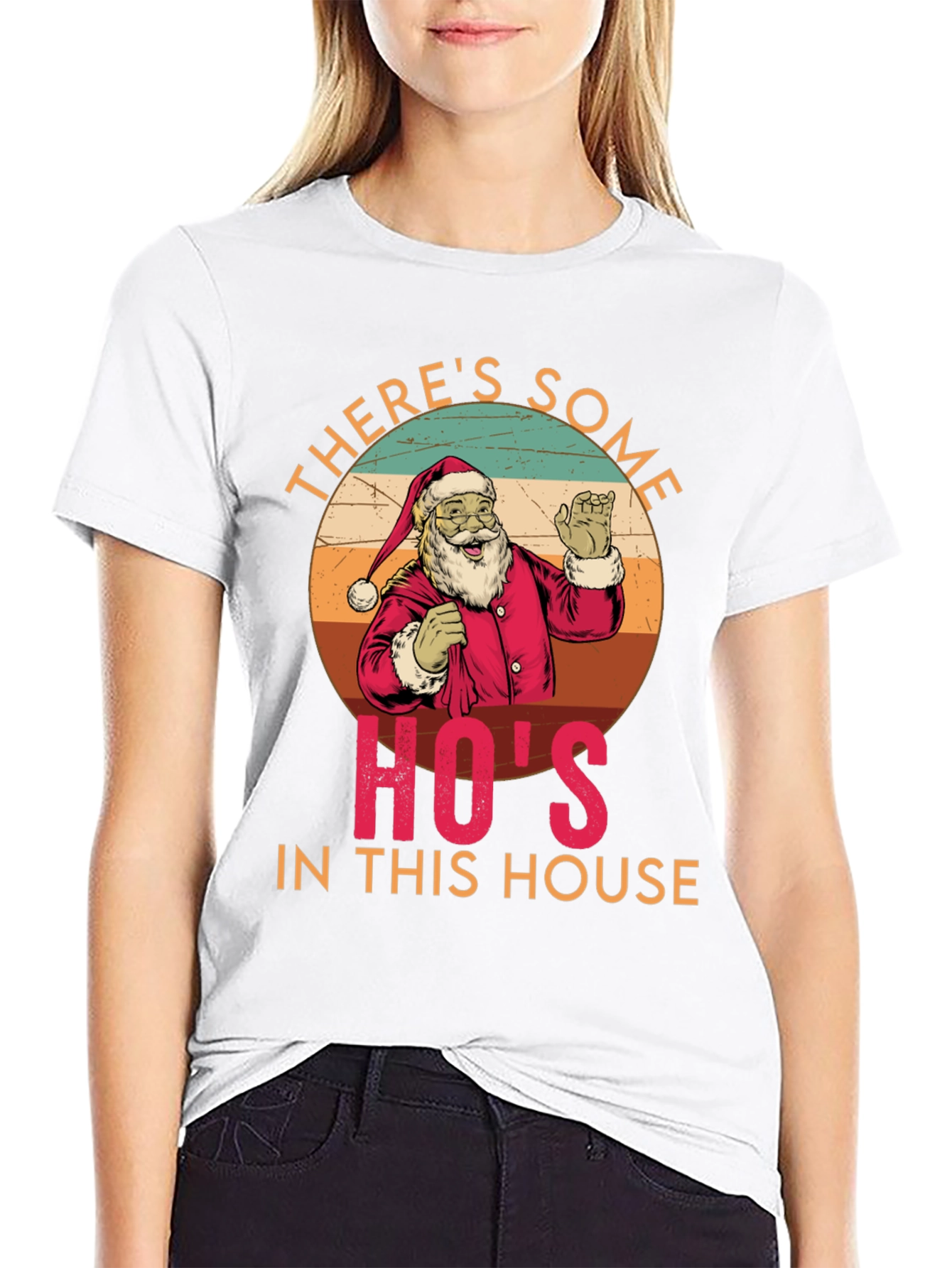 Theres Some Hos In This House Santa Tee