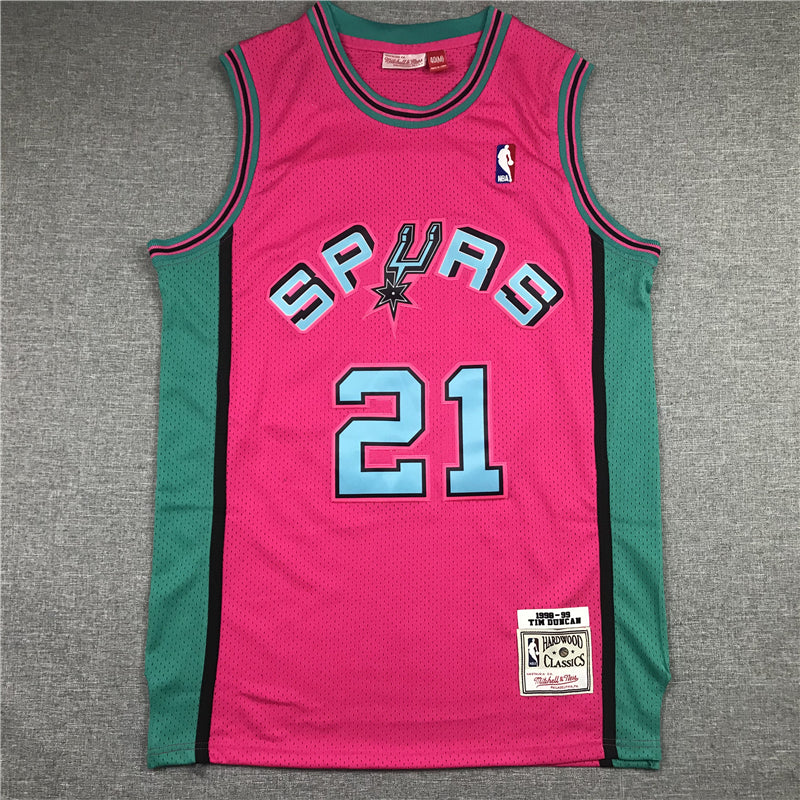 Men's San Antonio Spurs Tim Duncan Pink 1998/99 Classics Swingman Player Jerseys