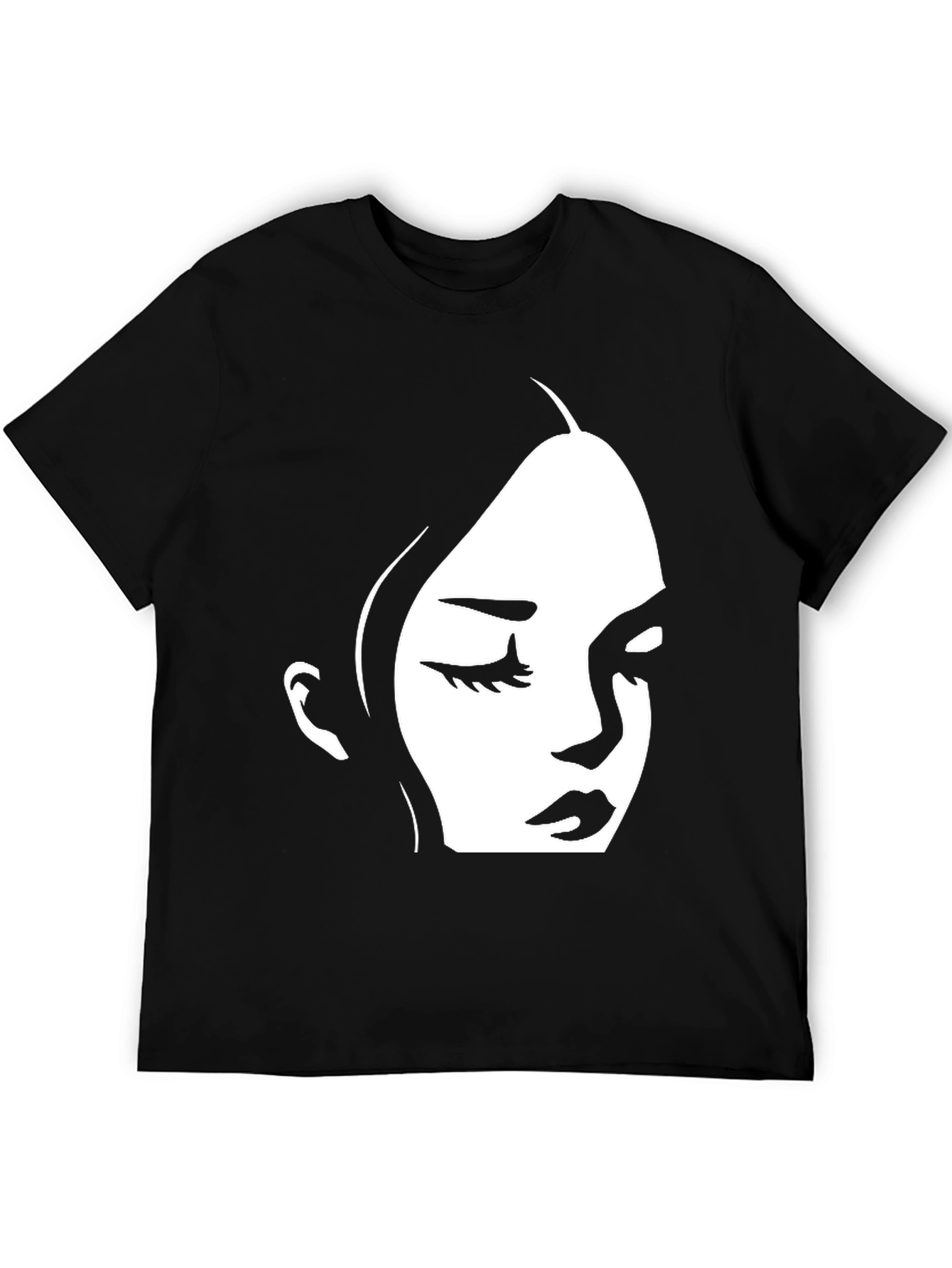 Black T-Shirt with Minimalist Face Design