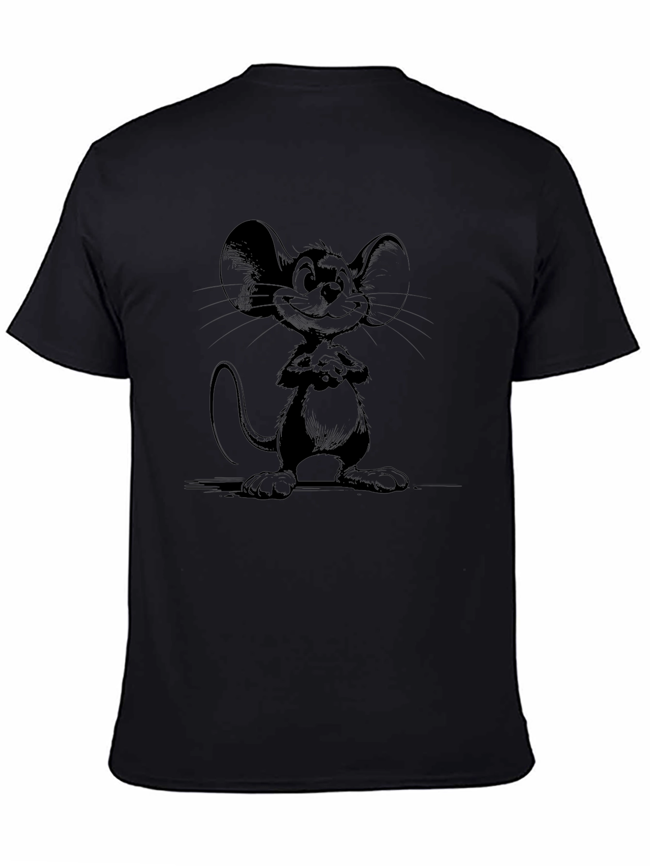 Cartoon Mouse Graphic Black T-Shirt