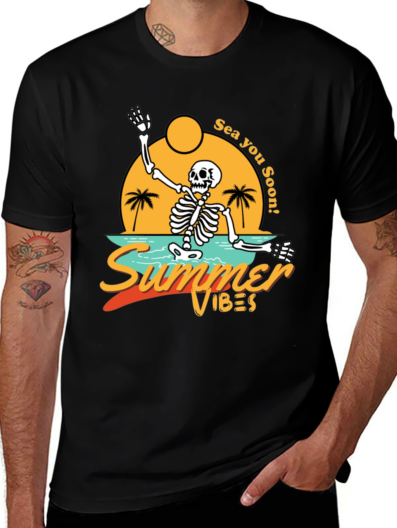 Summer Vibes Skeleton Tee