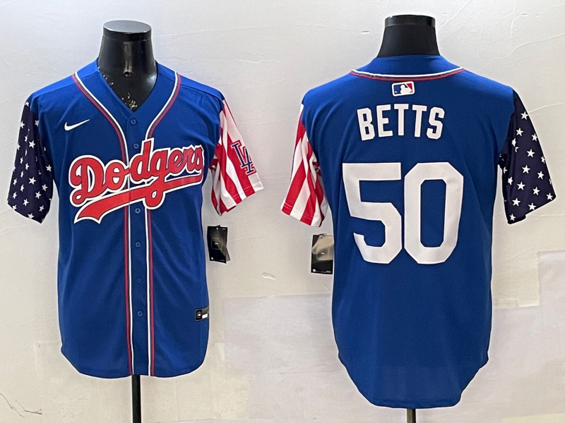 Men's Los Angeles Dodgers Mookie Betts #50 Royal Player Jerseys
