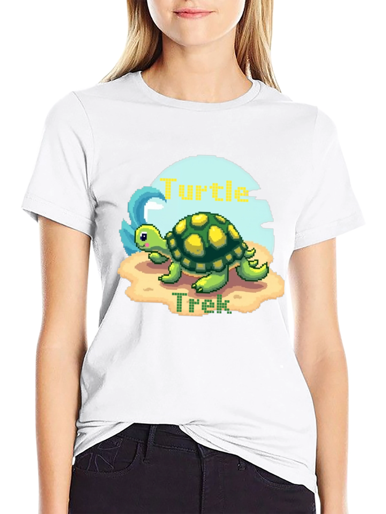 Pixel Turtle Trek Graphic Tee - Black