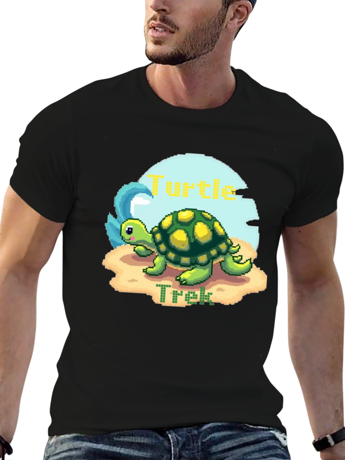 Pixel Turtle Trek Graphic Tee - Black