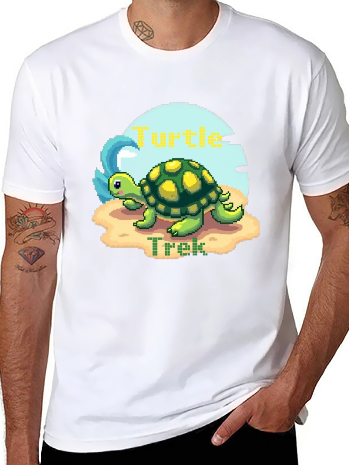 Pixel Turtle Trek Graphic Tee - Black