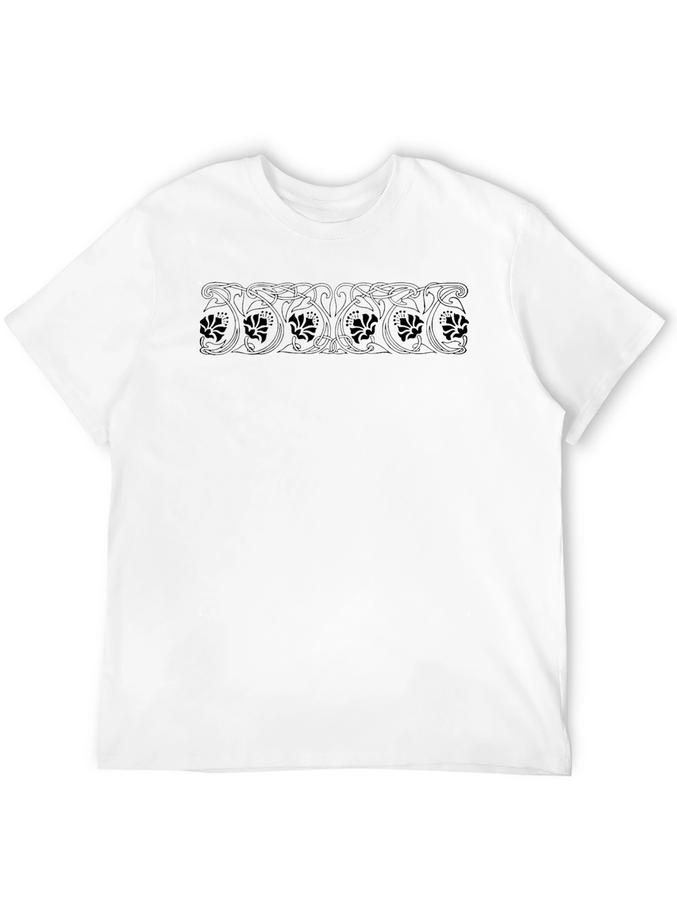 Elegant Black Floral Art Nouveau T-Shirt
