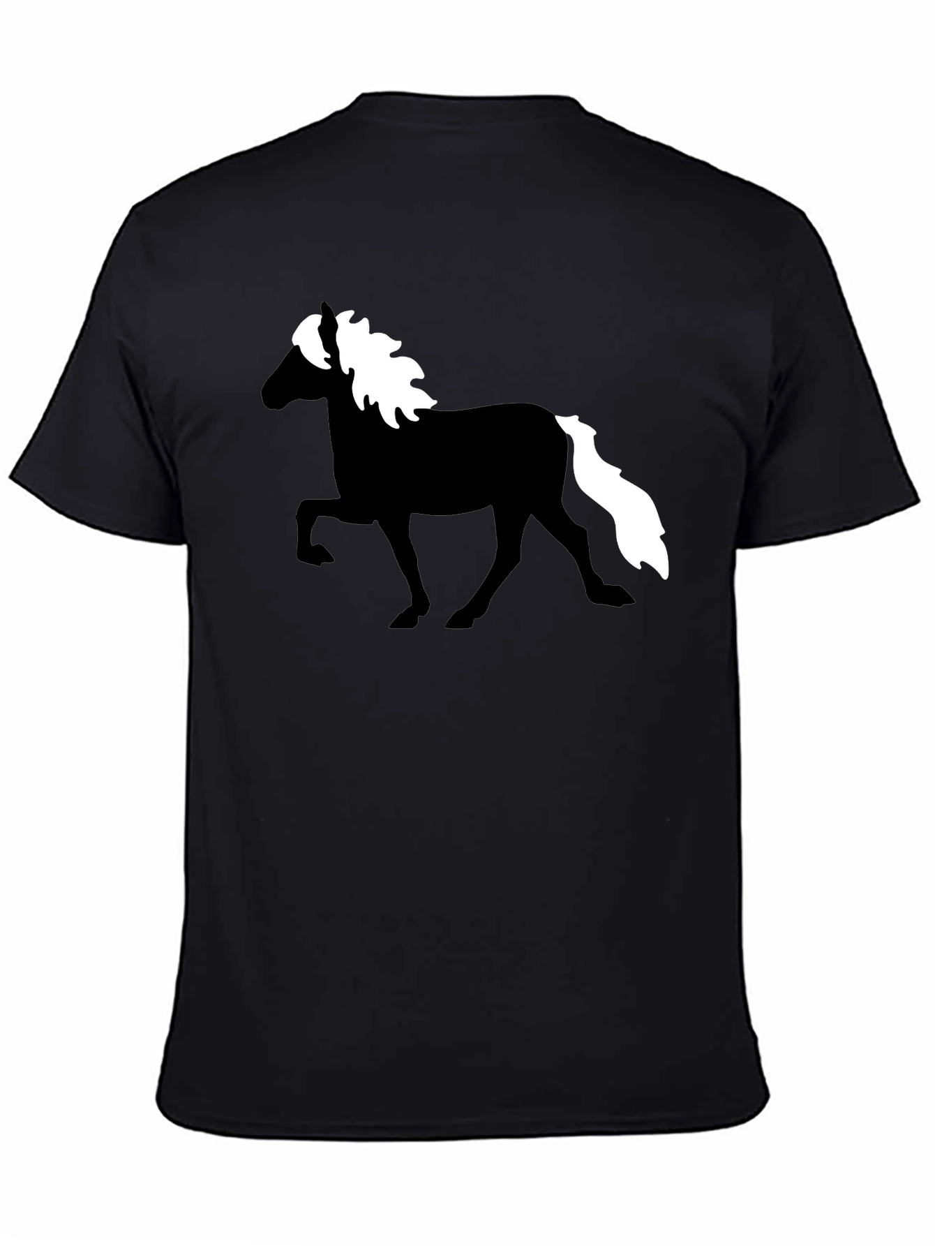 Horse Silhouette Graphic Tee - Black Cotton T-Shirt