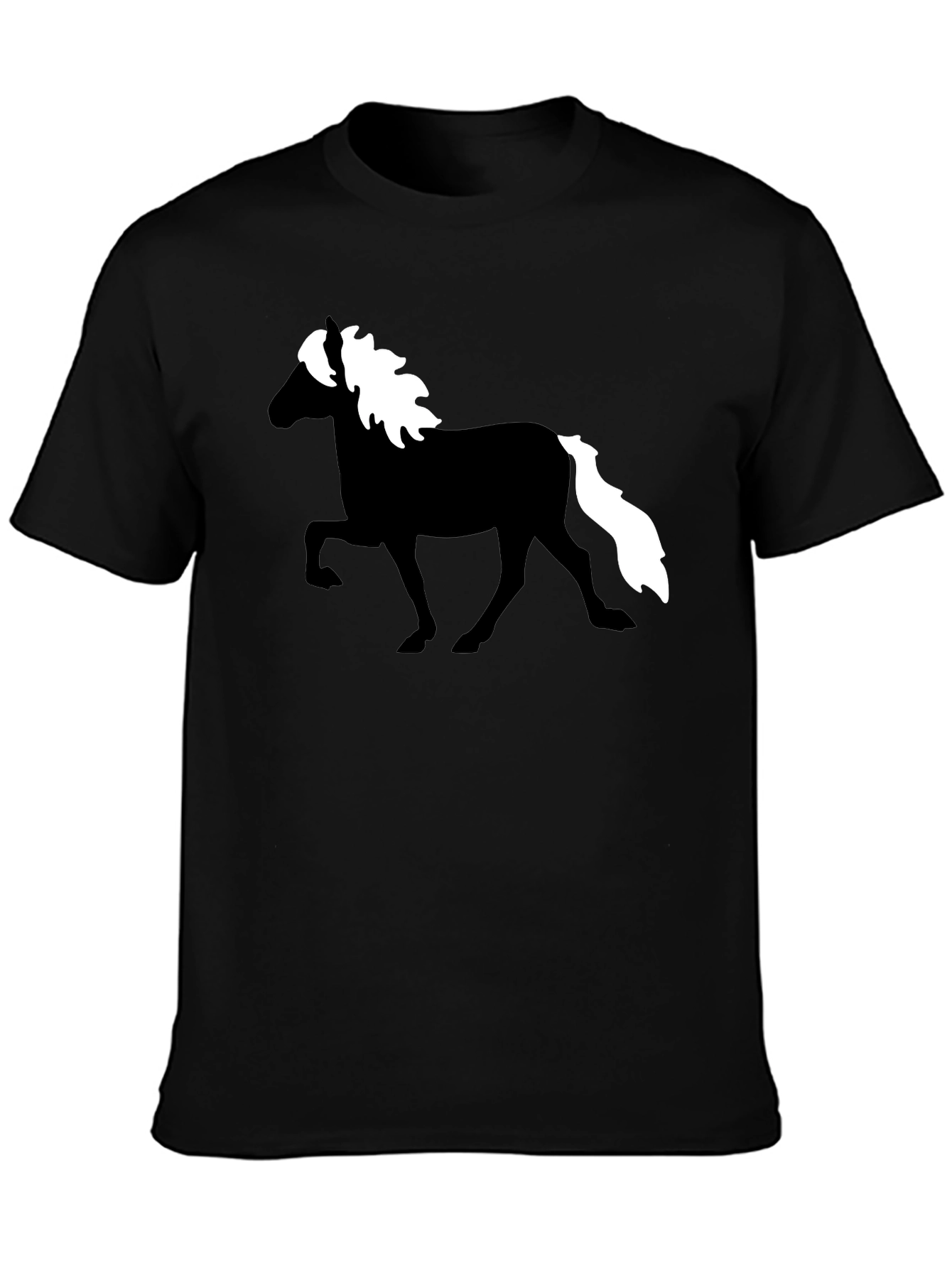 Horse Silhouette Graphic Tee - Black Cotton T-Shirt