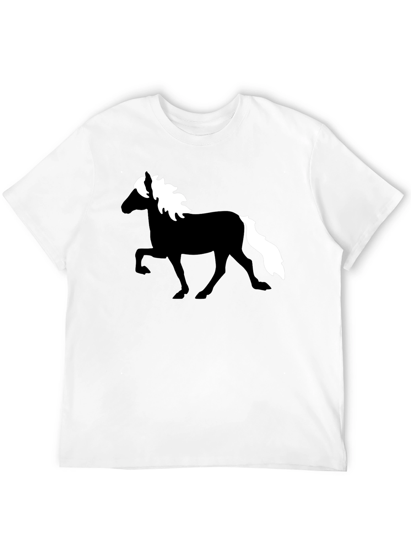 Horse Silhouette Graphic Tee - Black Cotton T-Shirt