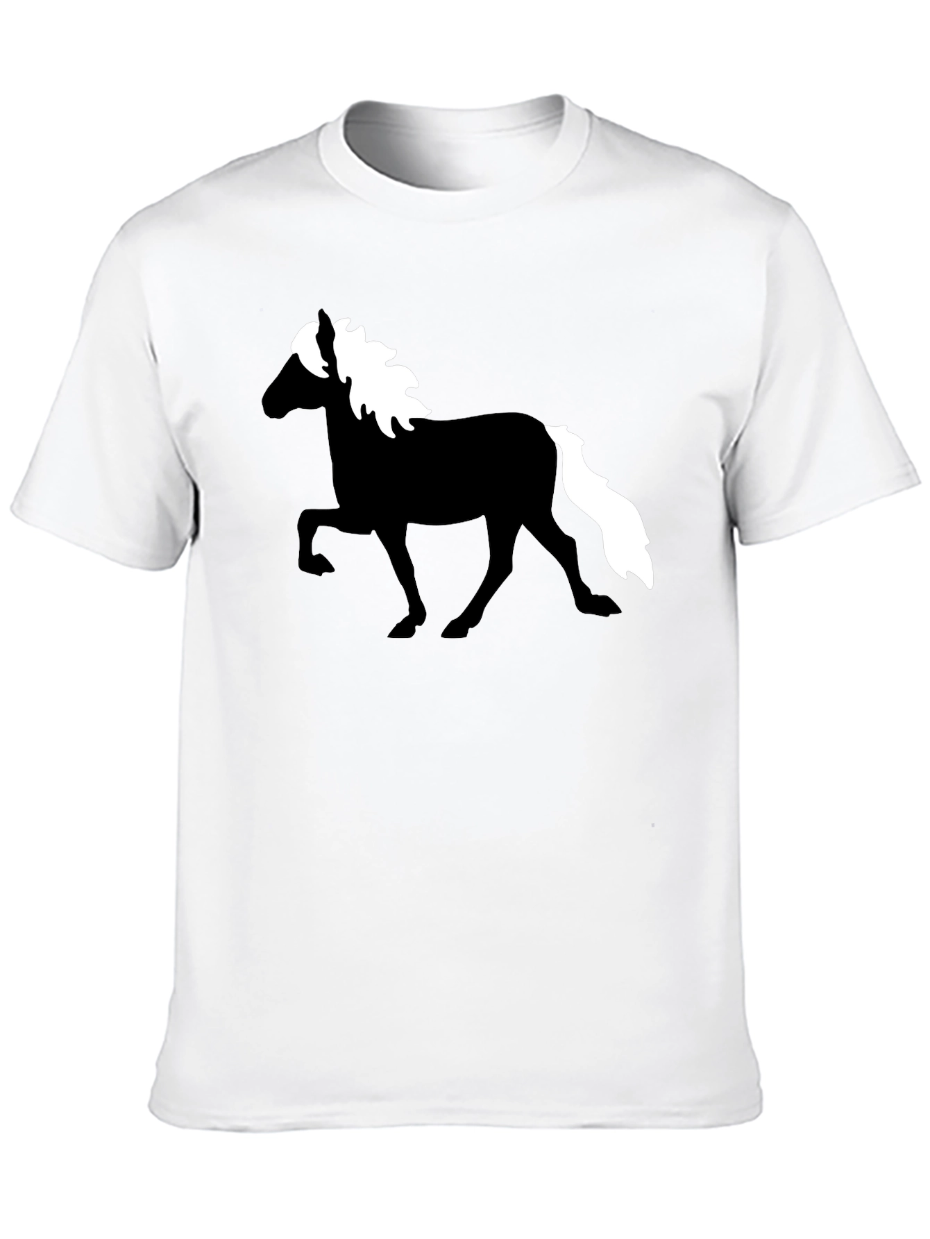 Horse Silhouette Graphic Tee - Black Cotton T-Shirt