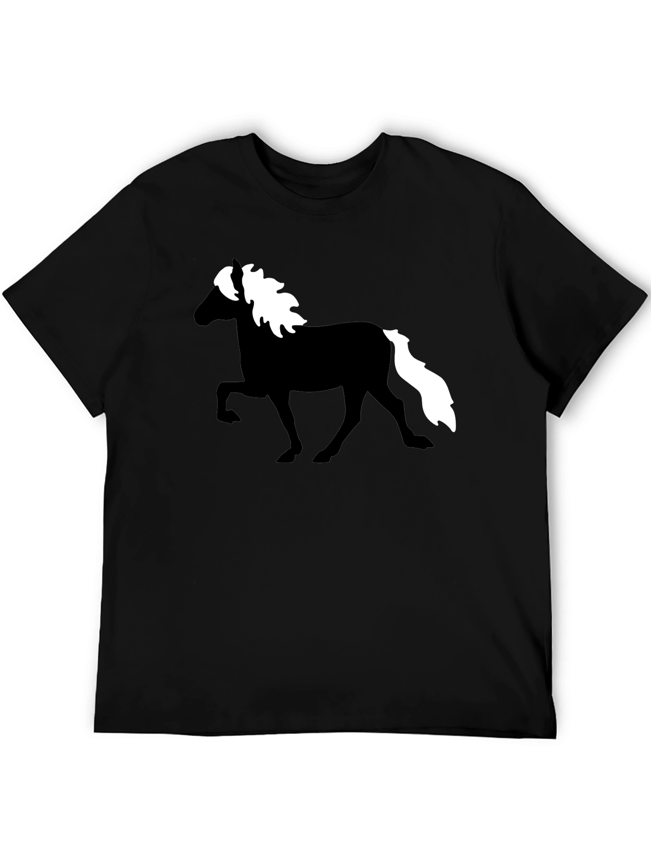Horse Silhouette Graphic Tee - Black Cotton T-Shirt