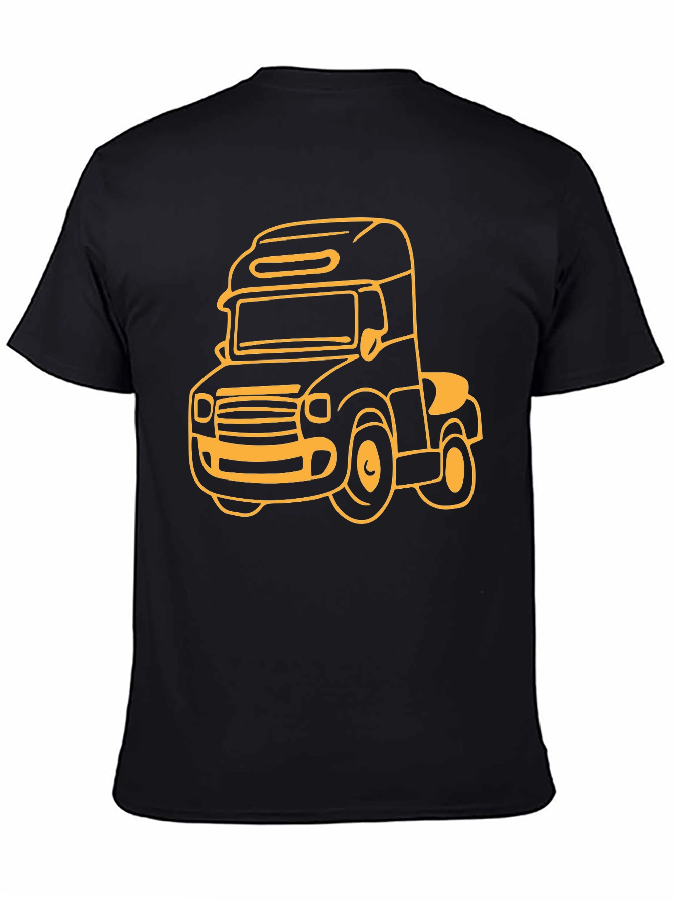 Cartoon Truck Graphic Tee - Black Cotton T-Shirt