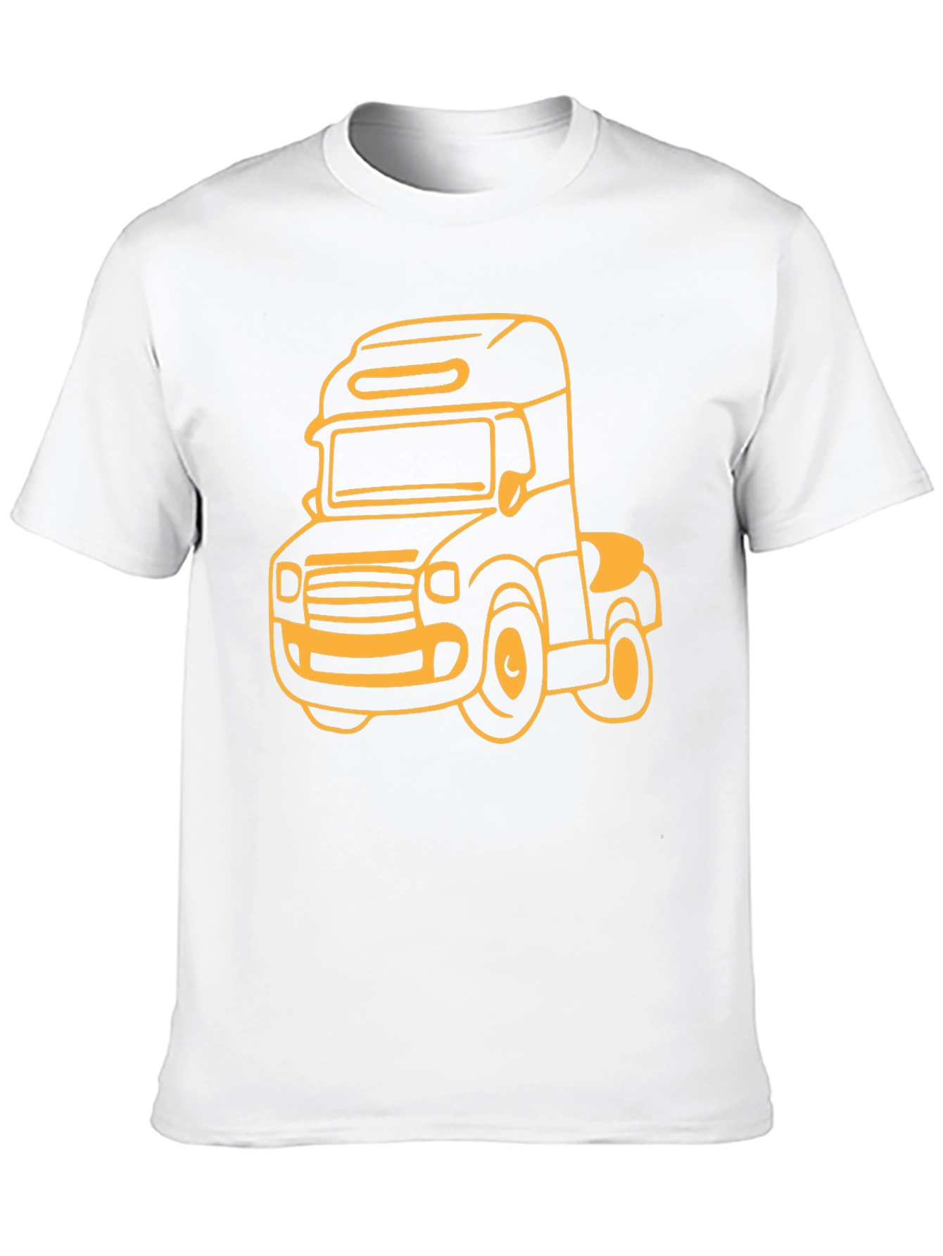 Cartoon Truck Graphic Tee - Black Cotton T-Shirt