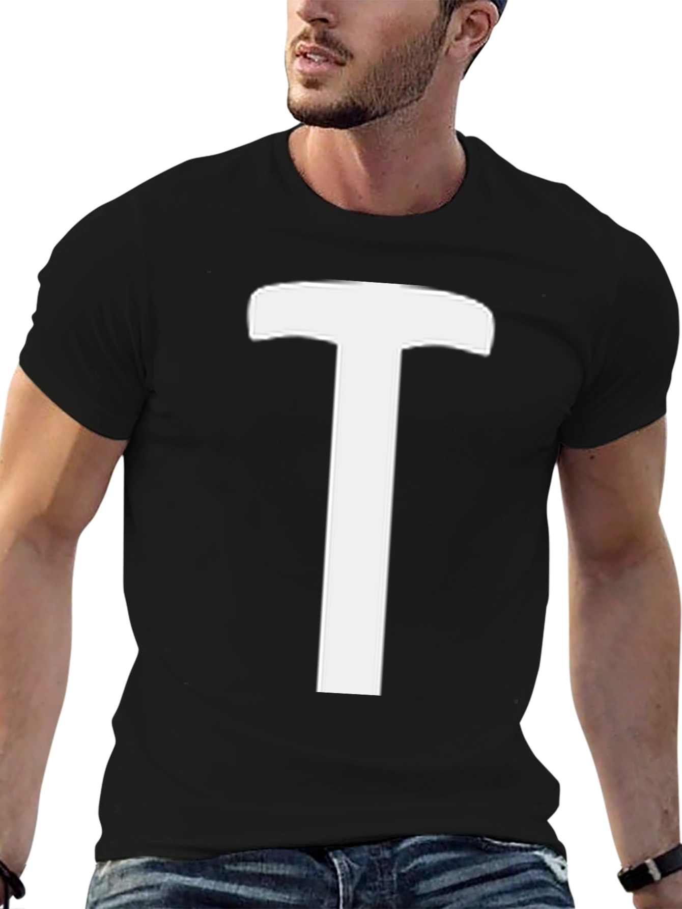 Bold T Graphic Black Tee - Casual Style