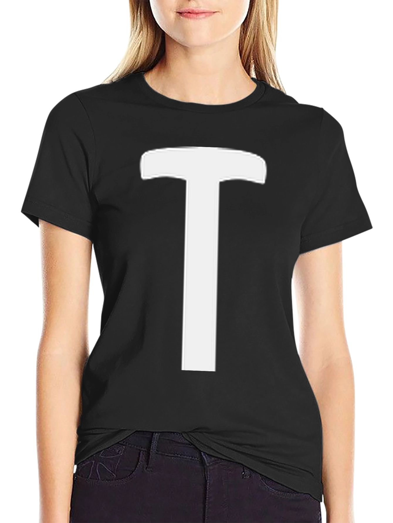 Bold T Graphic Black Tee - Casual Style