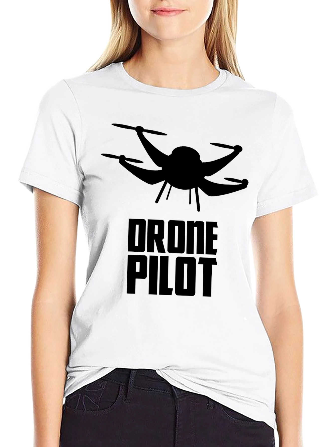 Drone Pilot Graphic Tee - Black Cotton T-Shirt