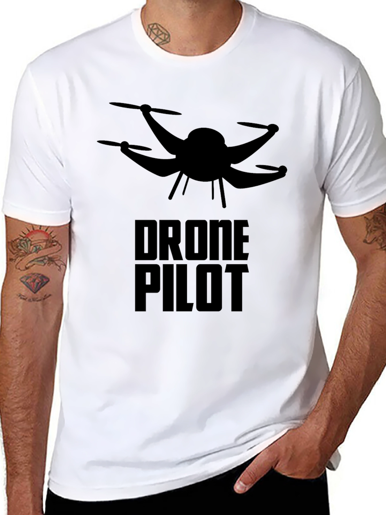 Drone Pilot Graphic Tee - Black Cotton T-Shirt