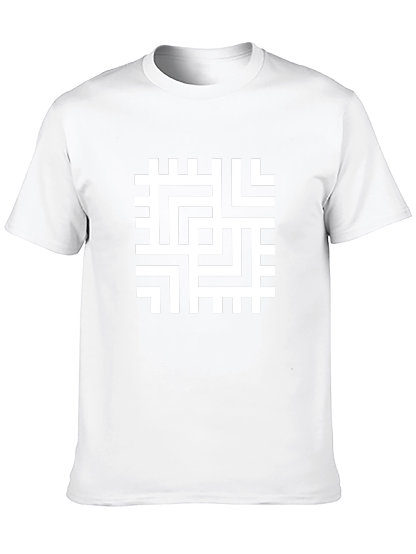 Geometric Maze Print Black T-Shirt