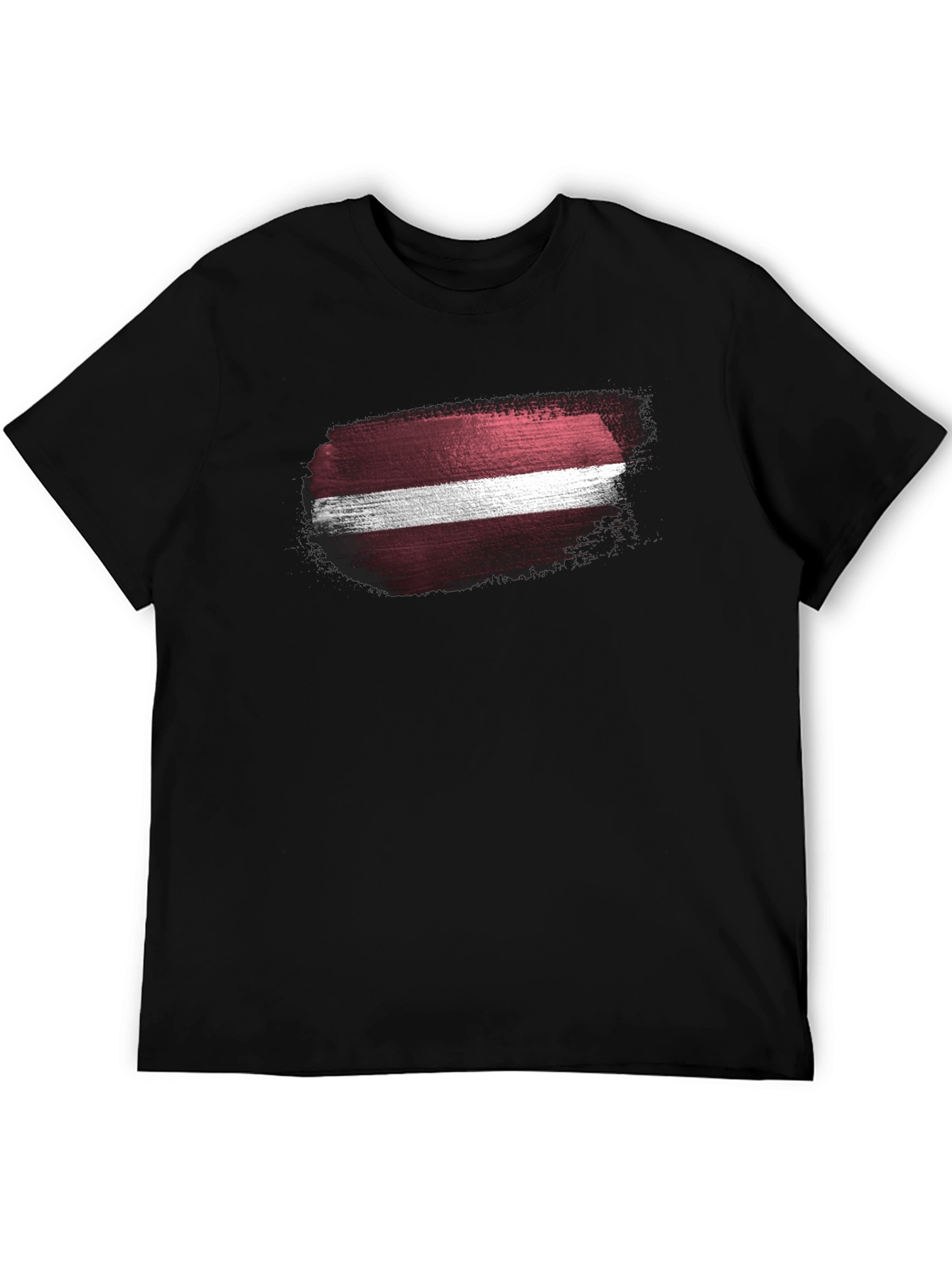 Latvia Flag Grunge Style Black T-Shirt