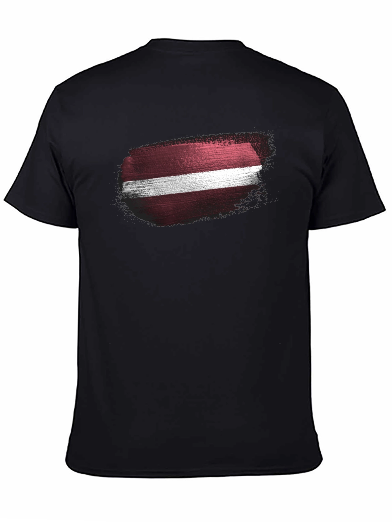 Latvia Flag Grunge Style Black T-Shirt