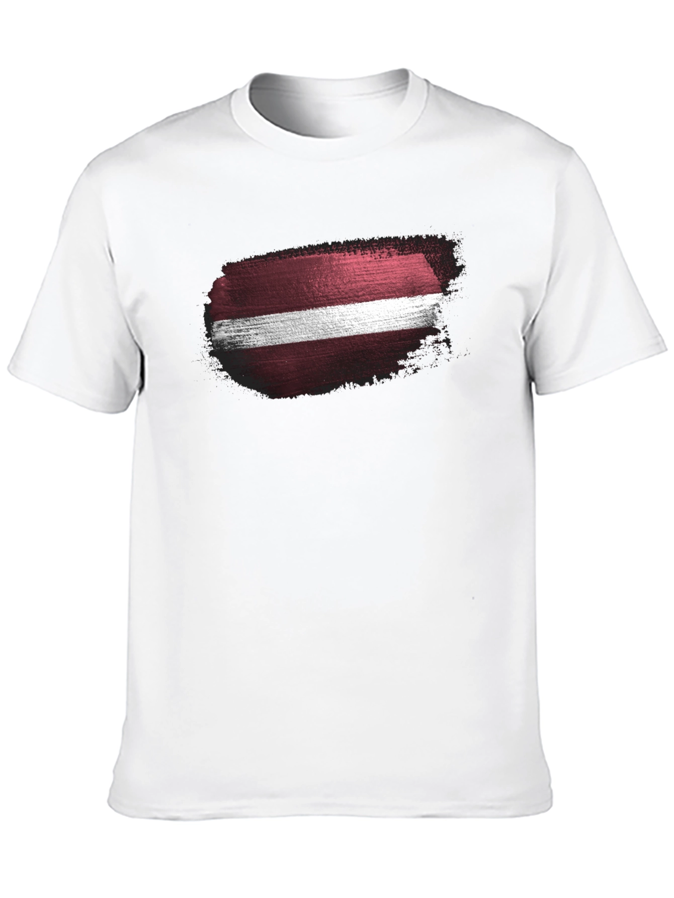 Latvia Flag Grunge Style Black T-Shirt