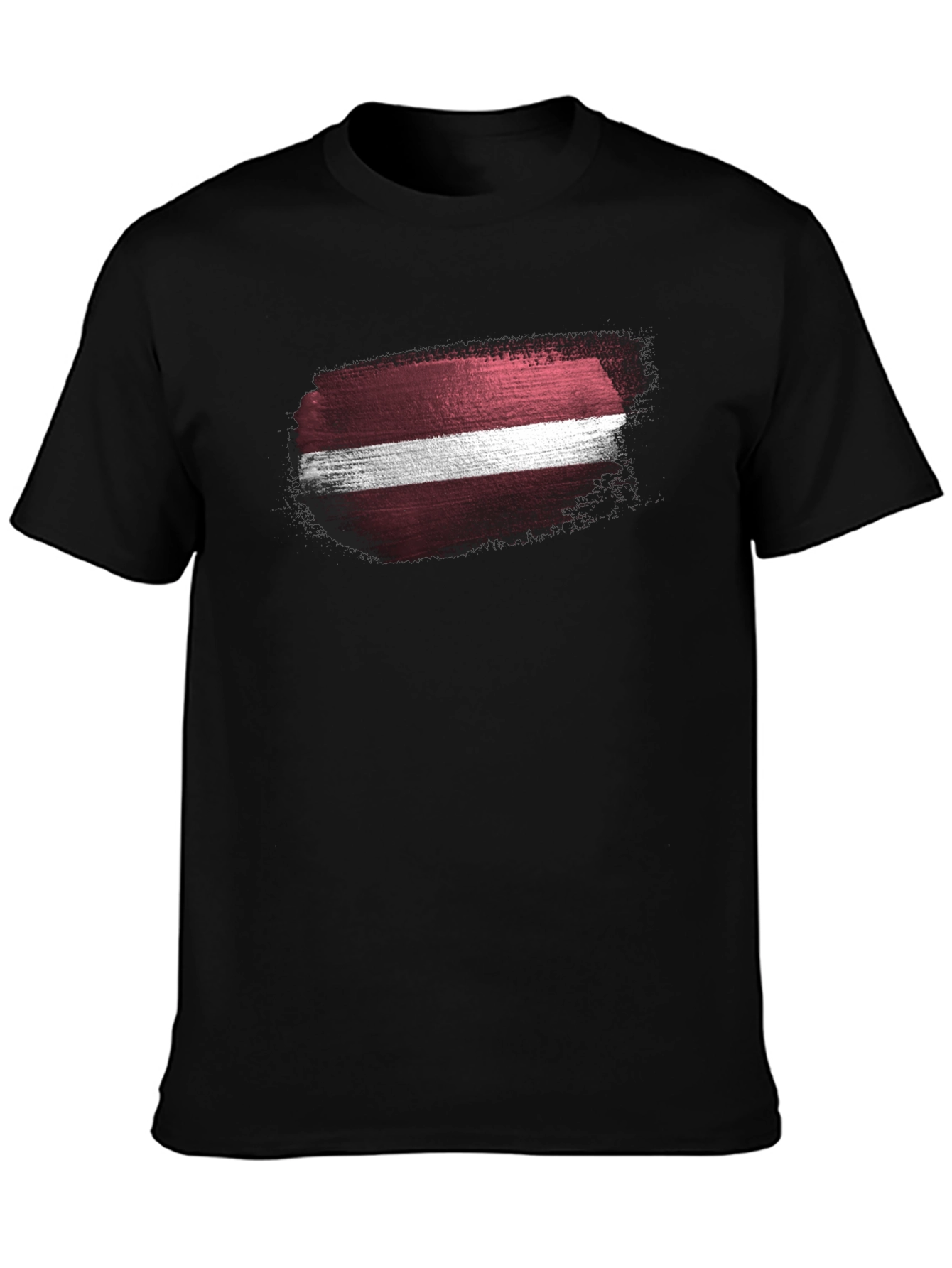 Latvia Flag Grunge Style Black T-Shirt