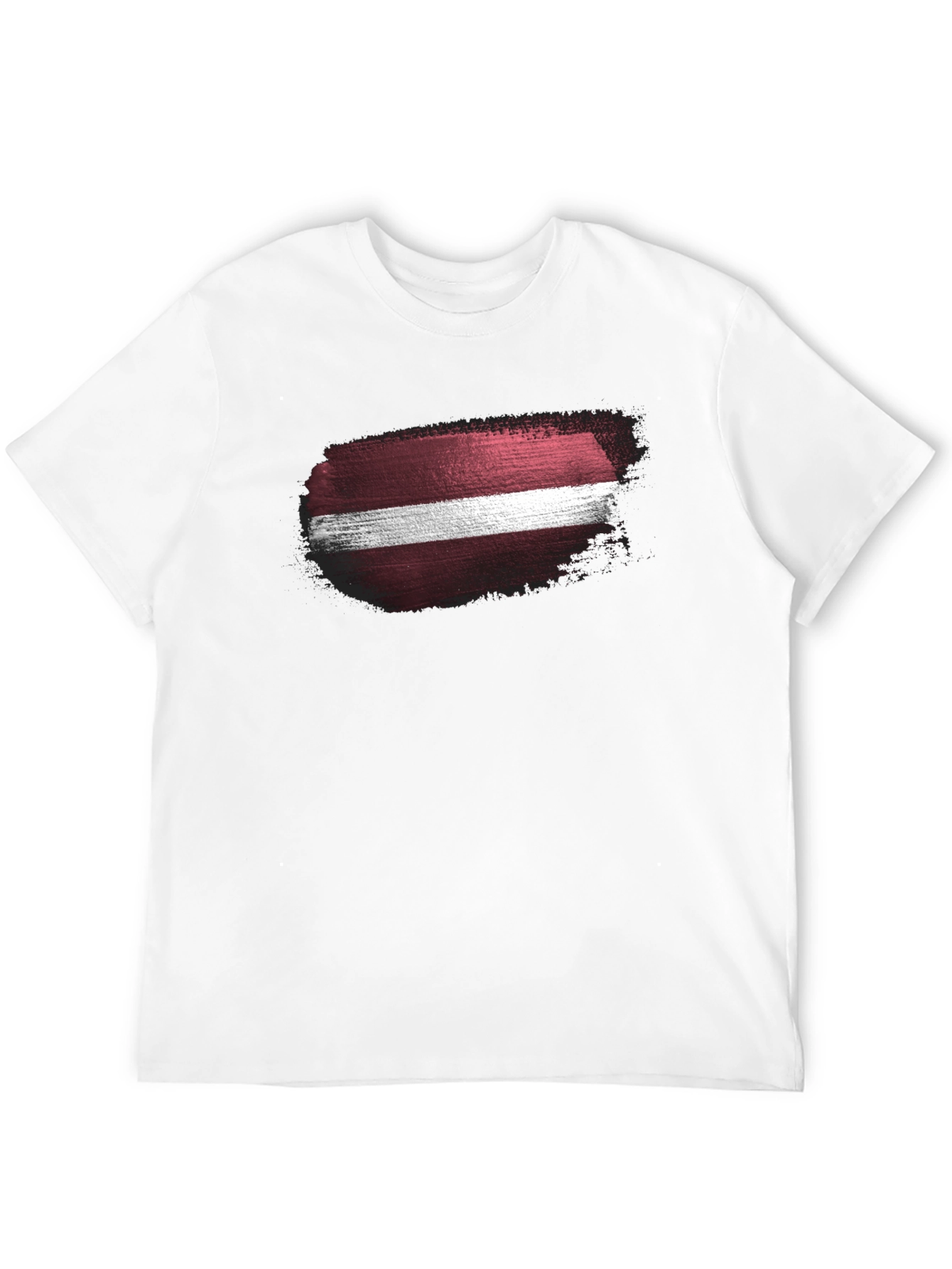 Latvia Flag Grunge Style Black T-Shirt