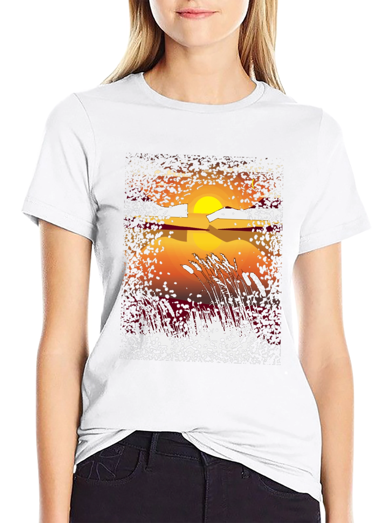 Sunset Lake Graphic Tee - Stylish Black T-Shirt