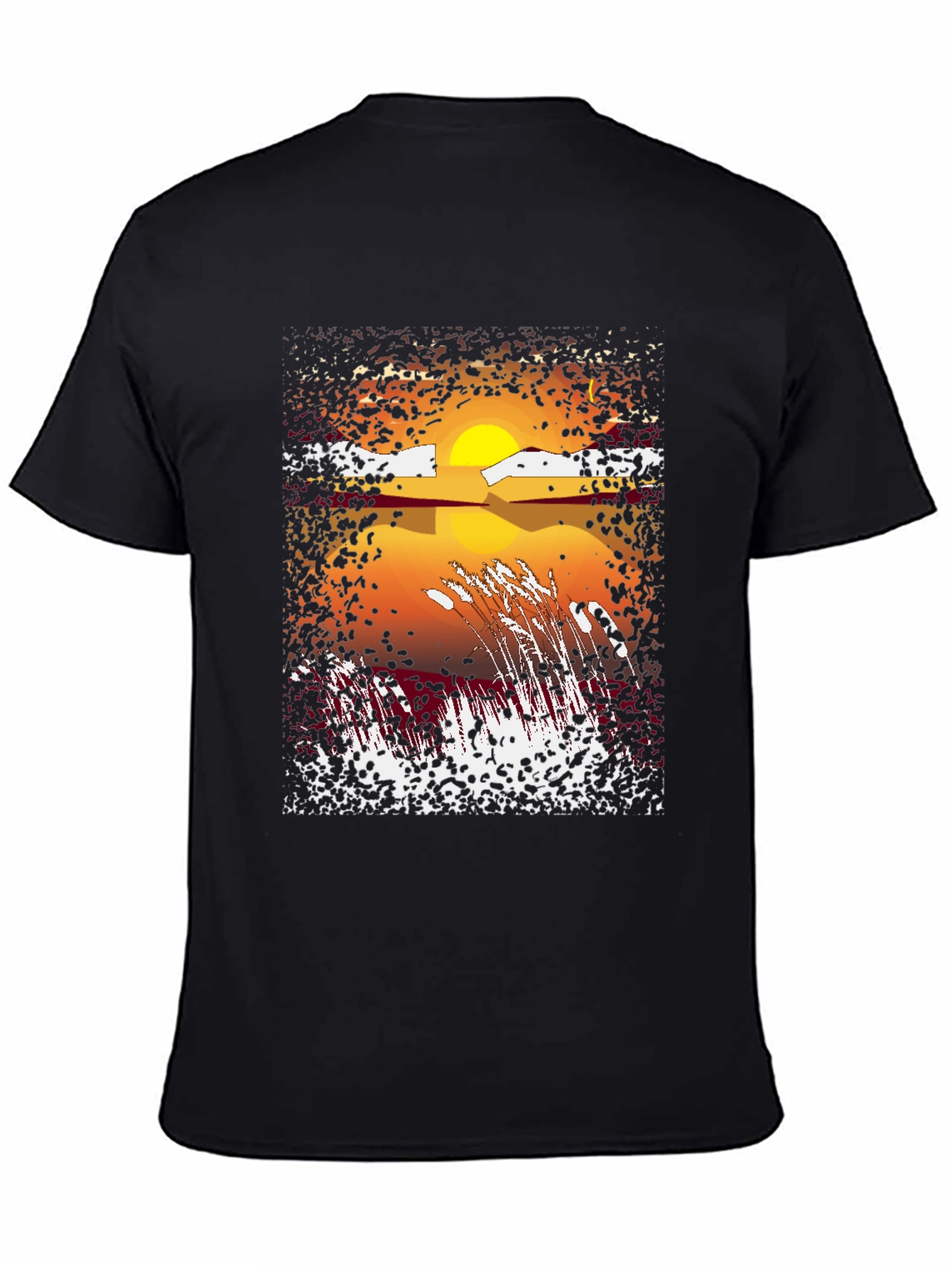 Sunset Lake Graphic Tee - Stylish Black T-Shirt