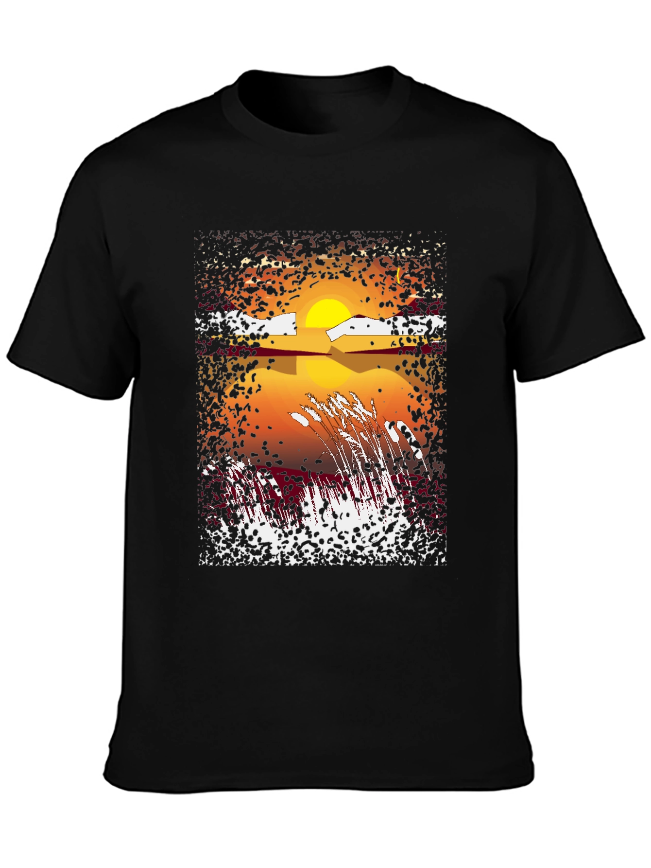 Sunset Lake Graphic Tee - Stylish Black T-Shirt
