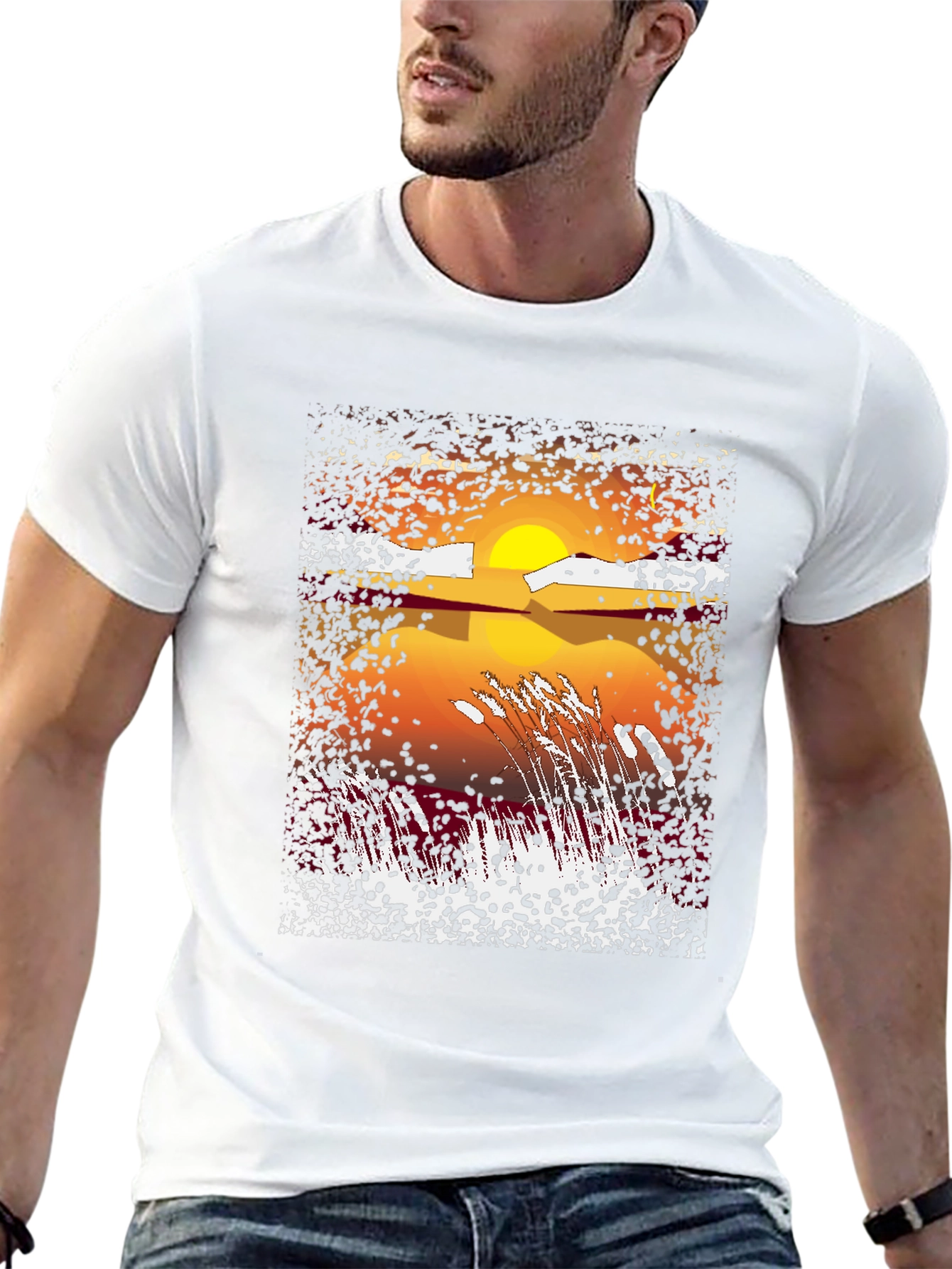 Sunset Lake Graphic Tee - Stylish Black T-Shirt