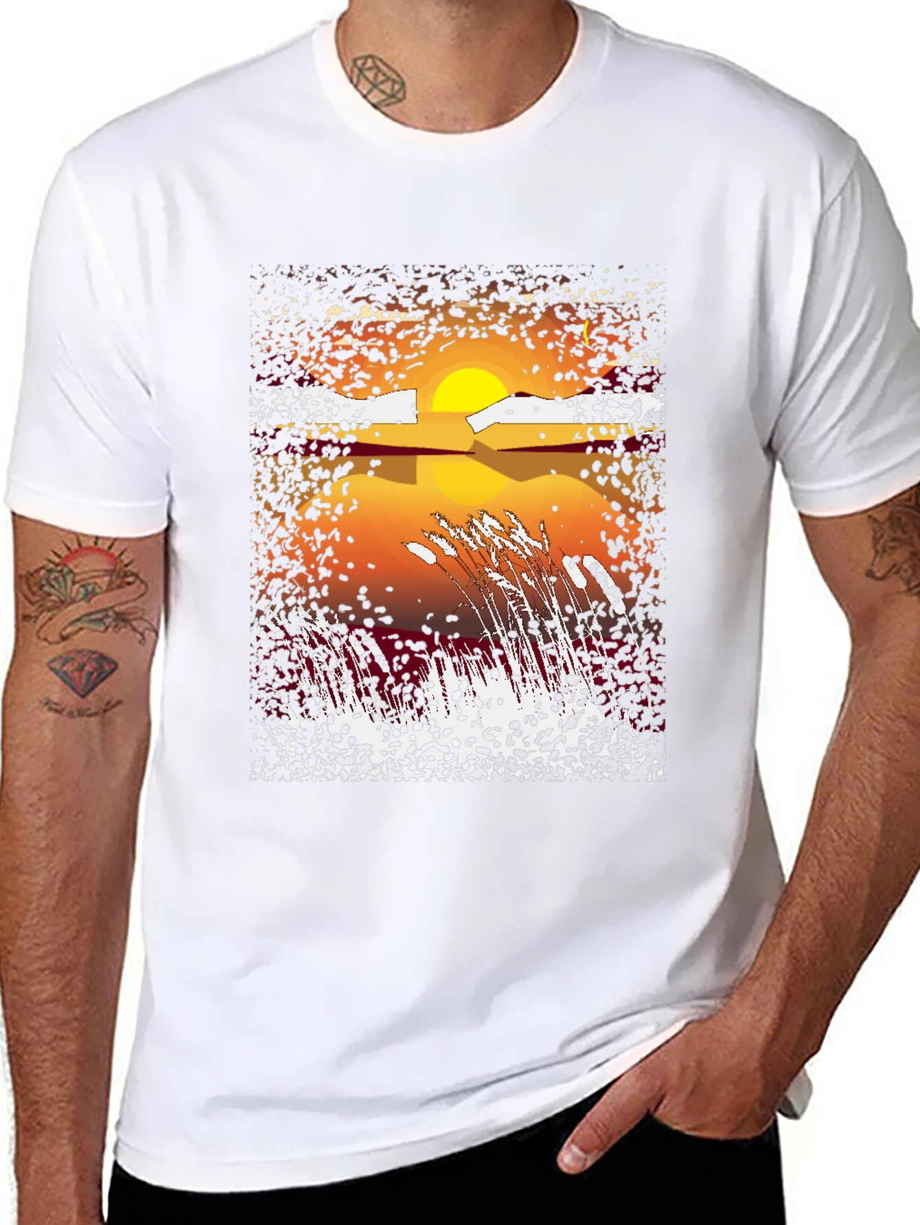 Sunset Lake Graphic Tee - Stylish Black T-Shirt