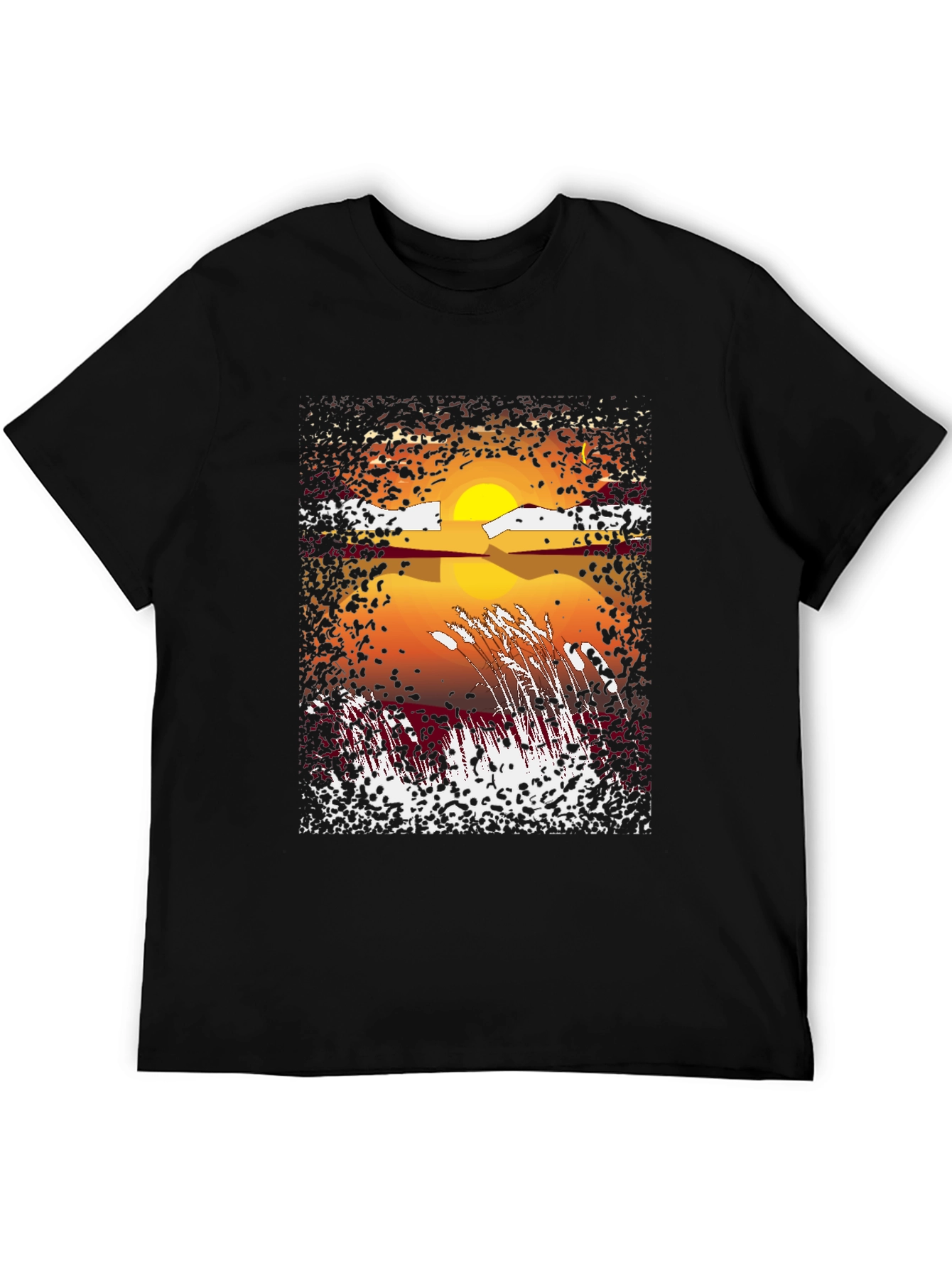 Sunset Lake Graphic Tee - Stylish Black T-Shirt