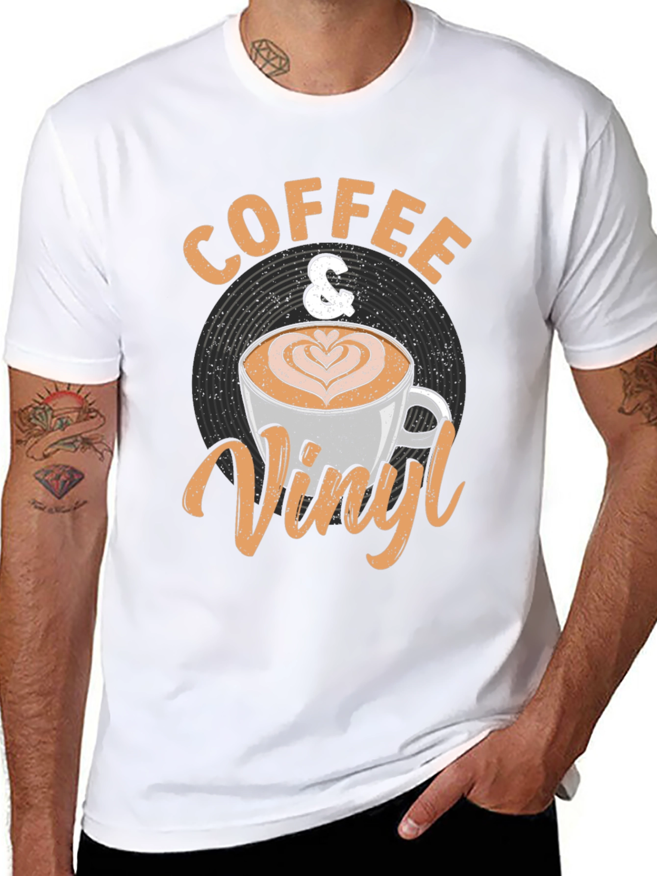 Coffee & Vinyl Graphic Tee - Music Lovers Shirt