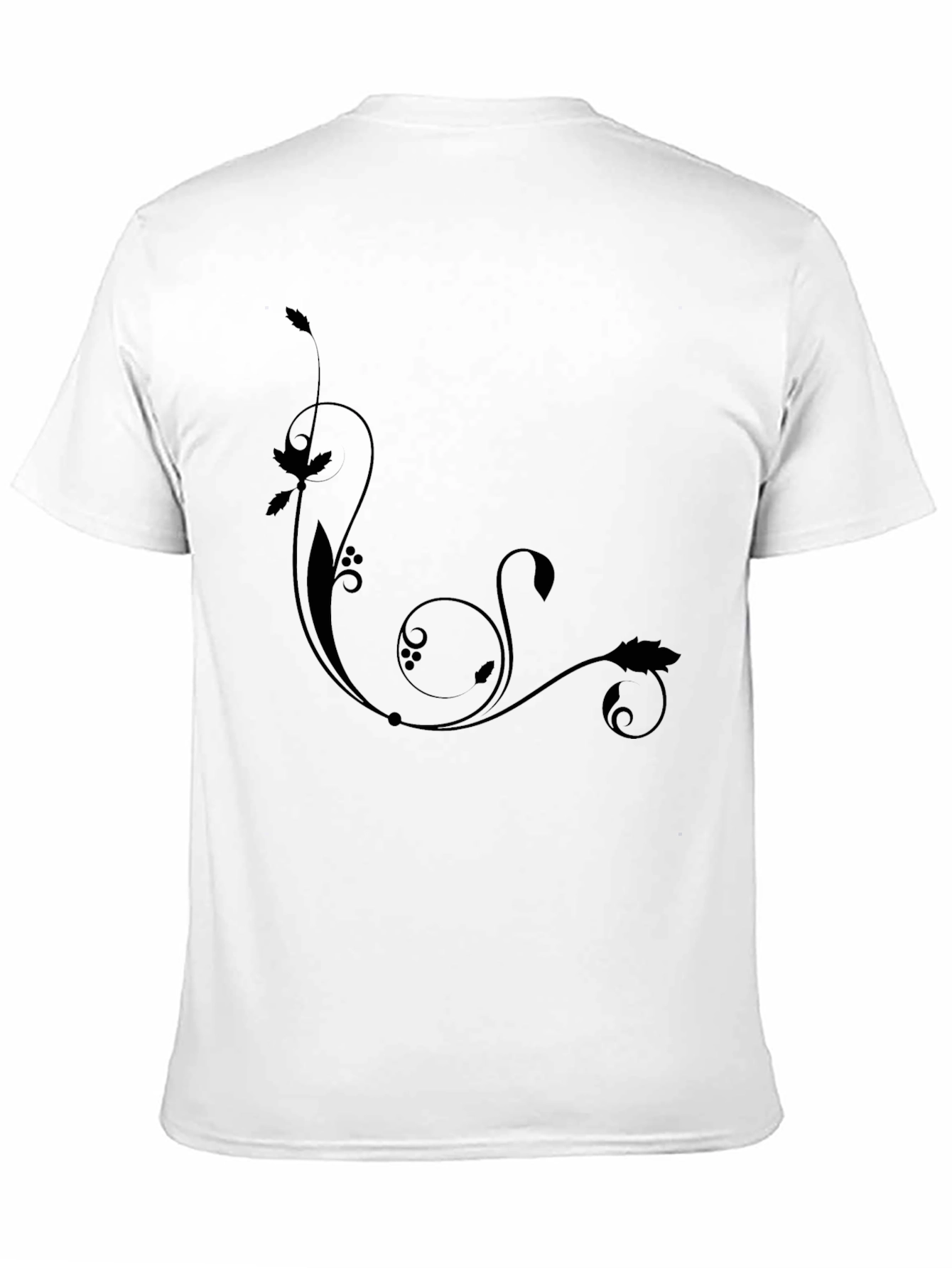 Black Tee with Floral Swirl Design
