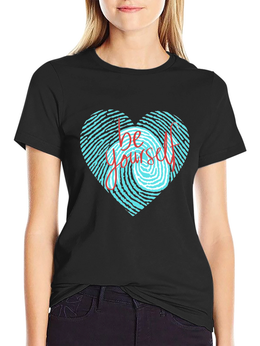 Be Yourself Heart Fingerprint Graphic T-Shirt