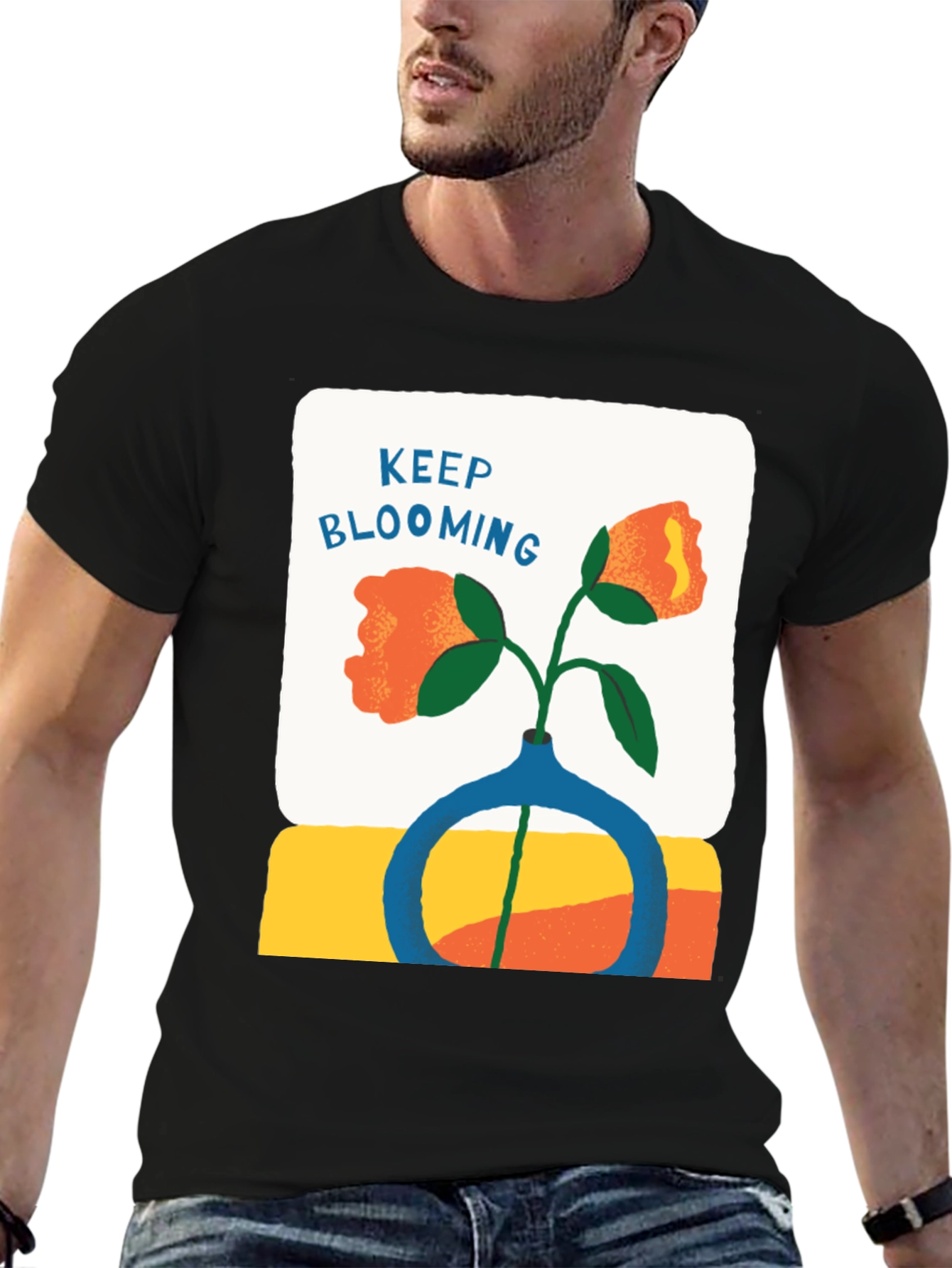 Keep Blooming Graphic Tee - Black Casual Shirt