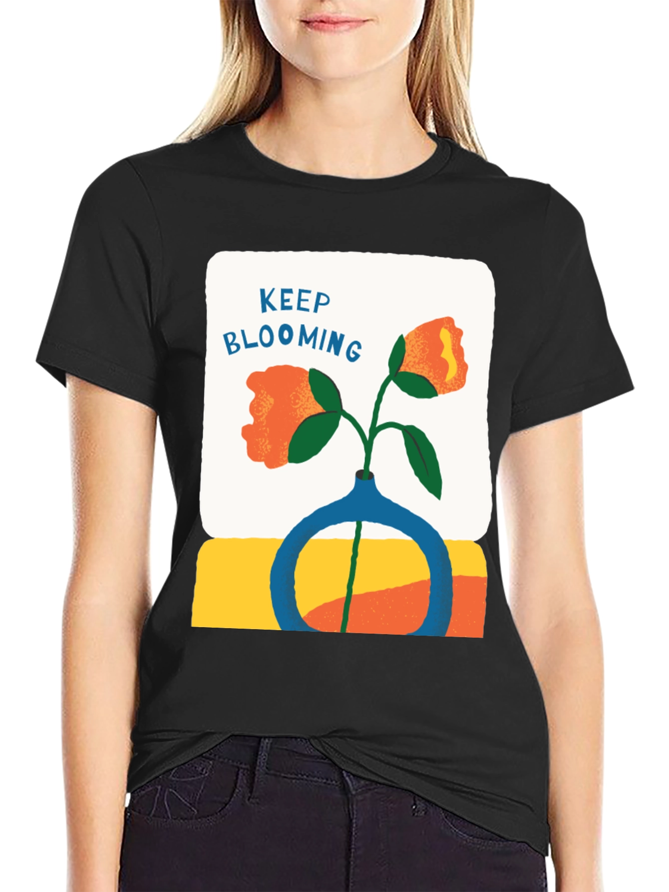 Keep Blooming Graphic Tee - Black Casual Shirt
